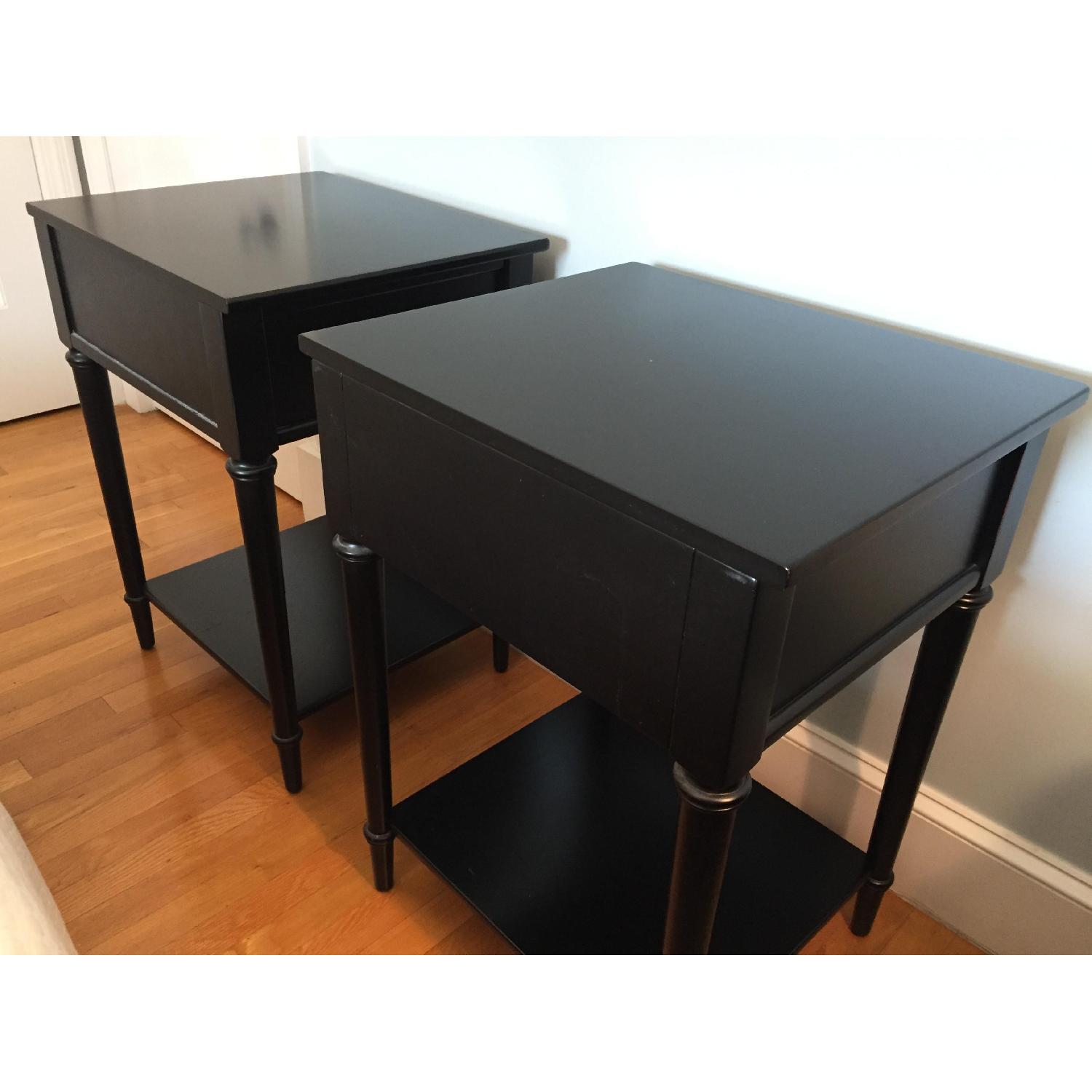 Crate & Barrel Black Distressed Wood Nightstands - image-3