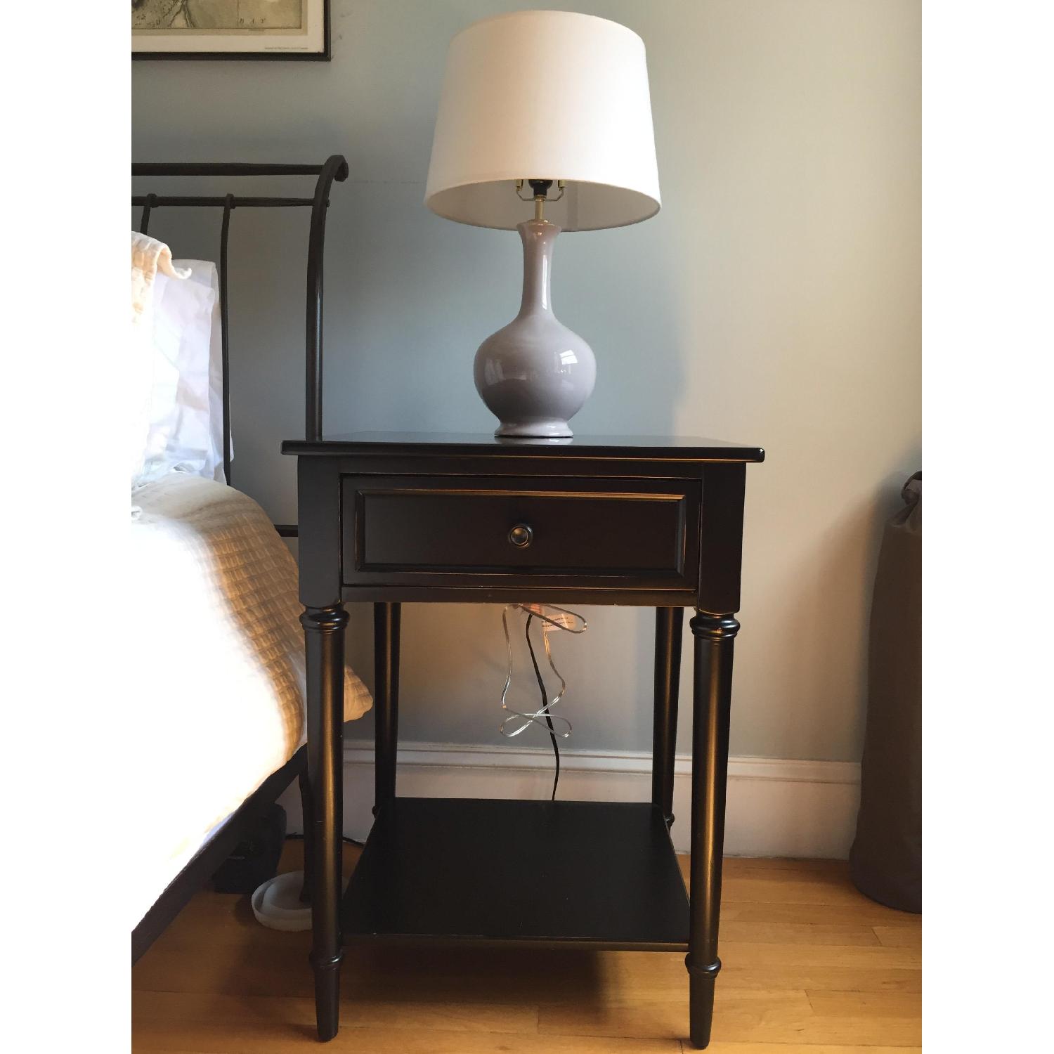 Crate & Barrel Black Distressed Wood Nightstands - image-5