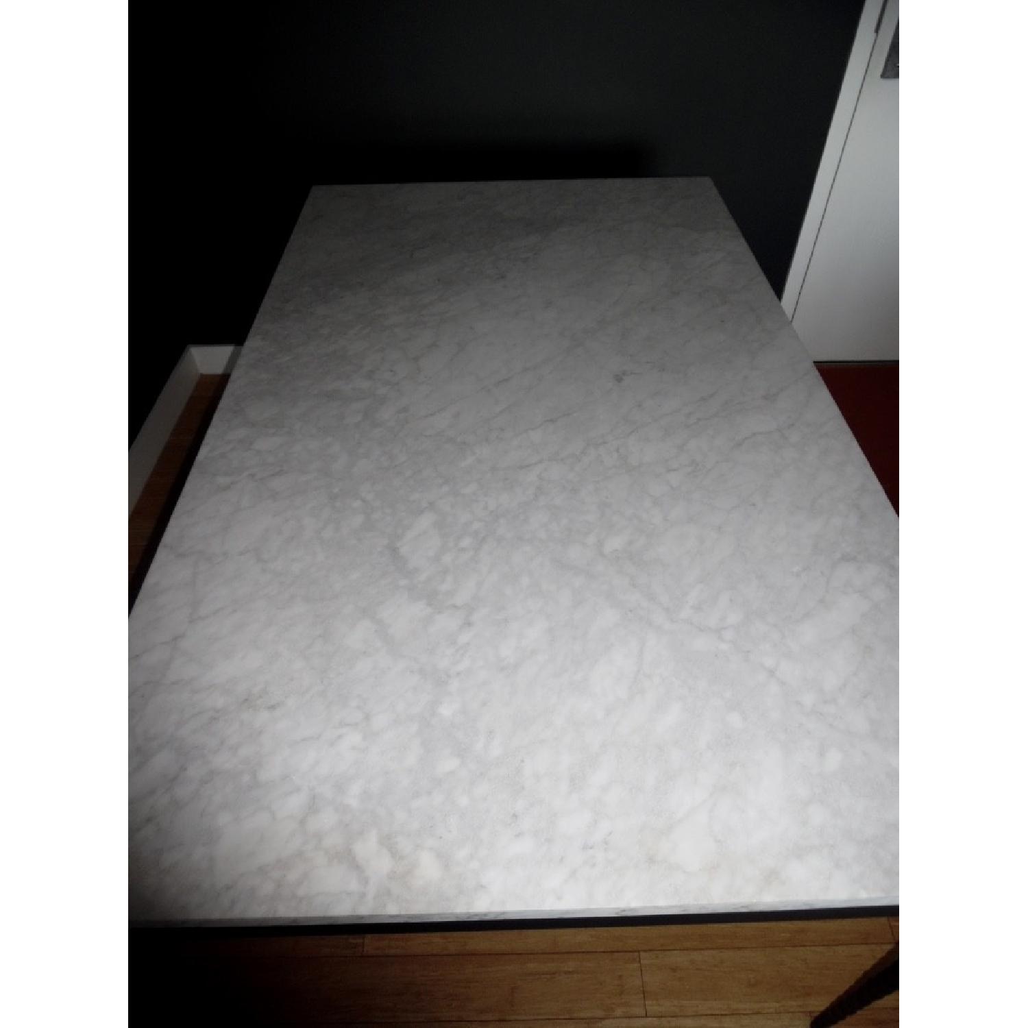 Crate & Barrel Marble Table w/ Hammered Base - image-2