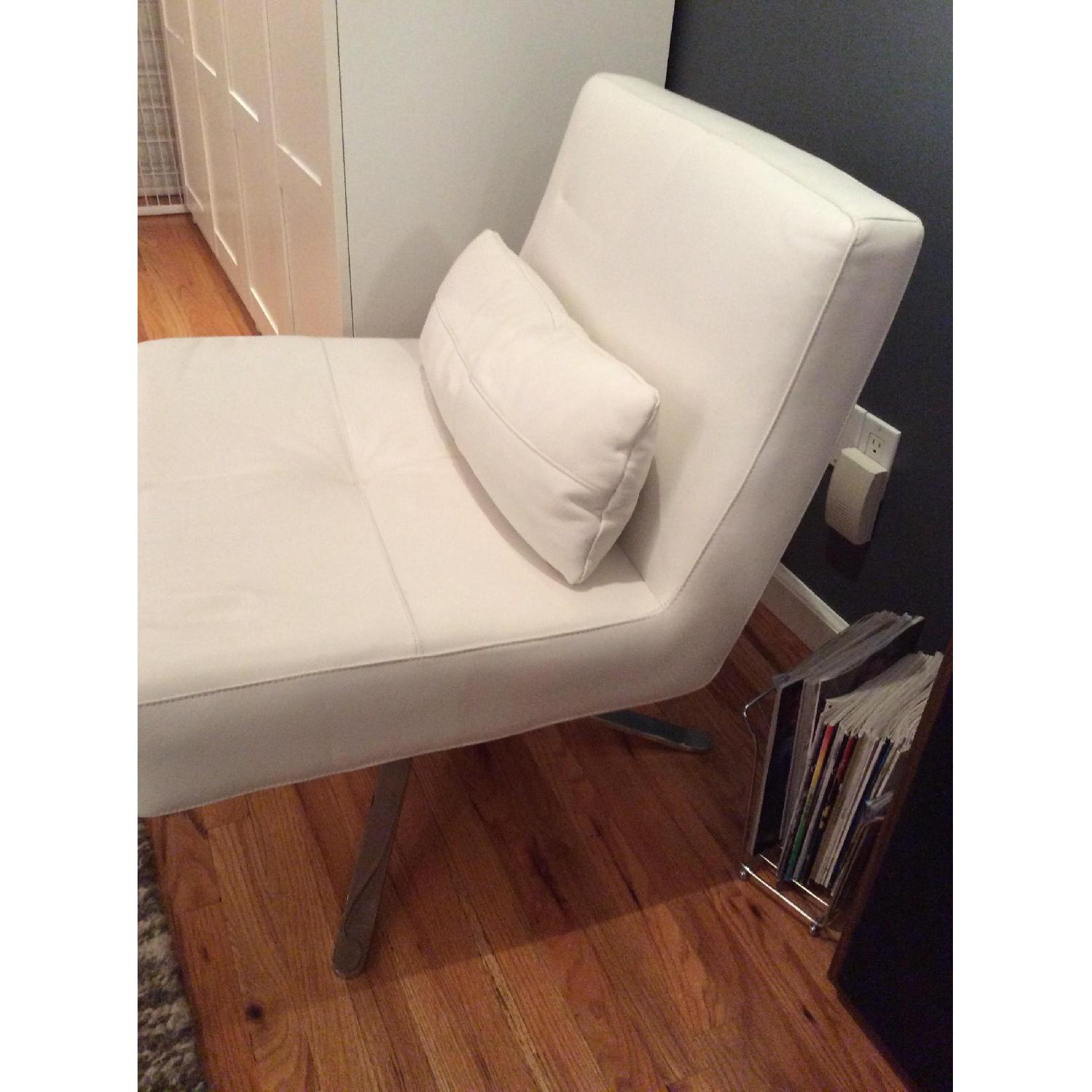 Mid-Century Modern White Leather Armless Chairs - image-2