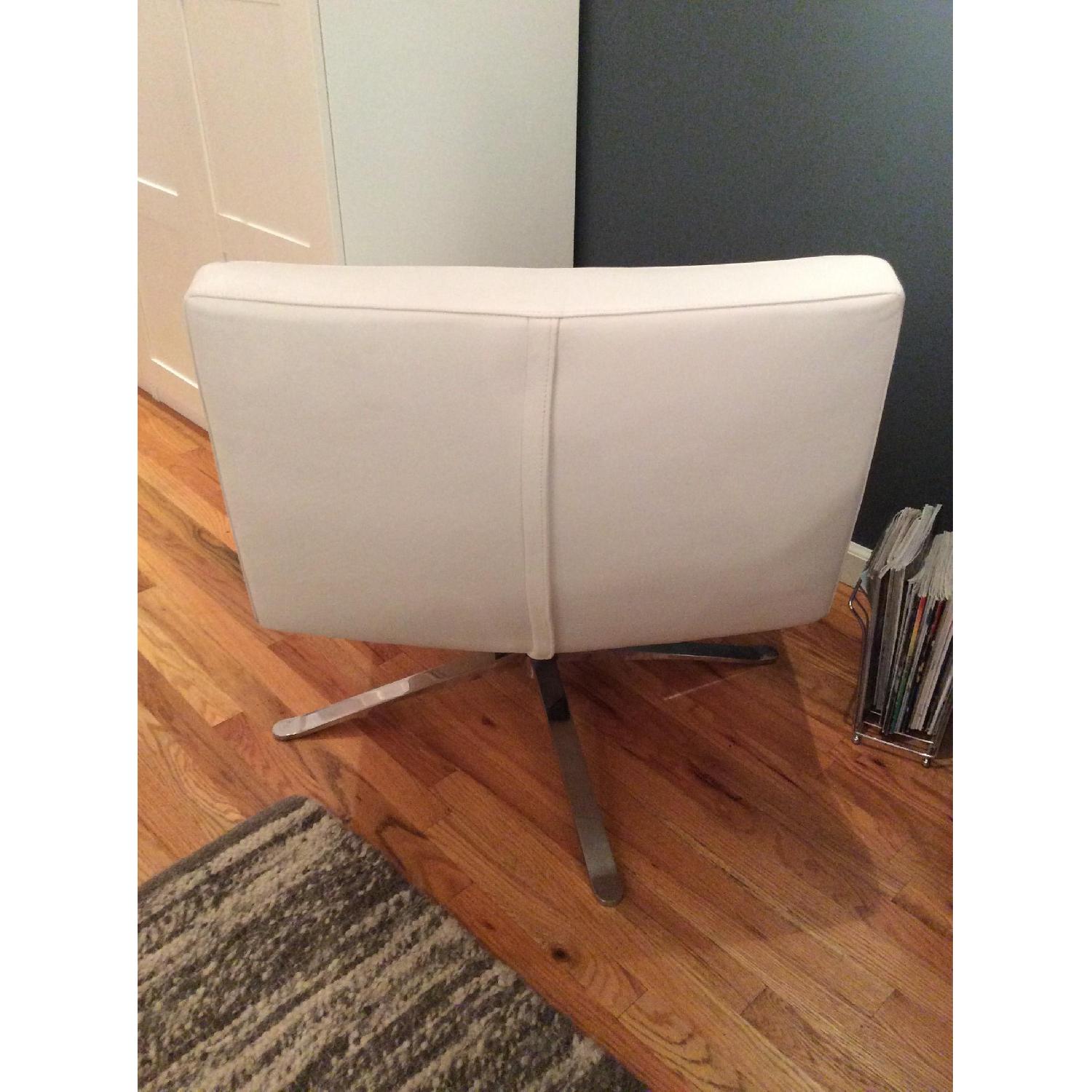 Mid-Century Modern White Leather Armless Chairs - image-4