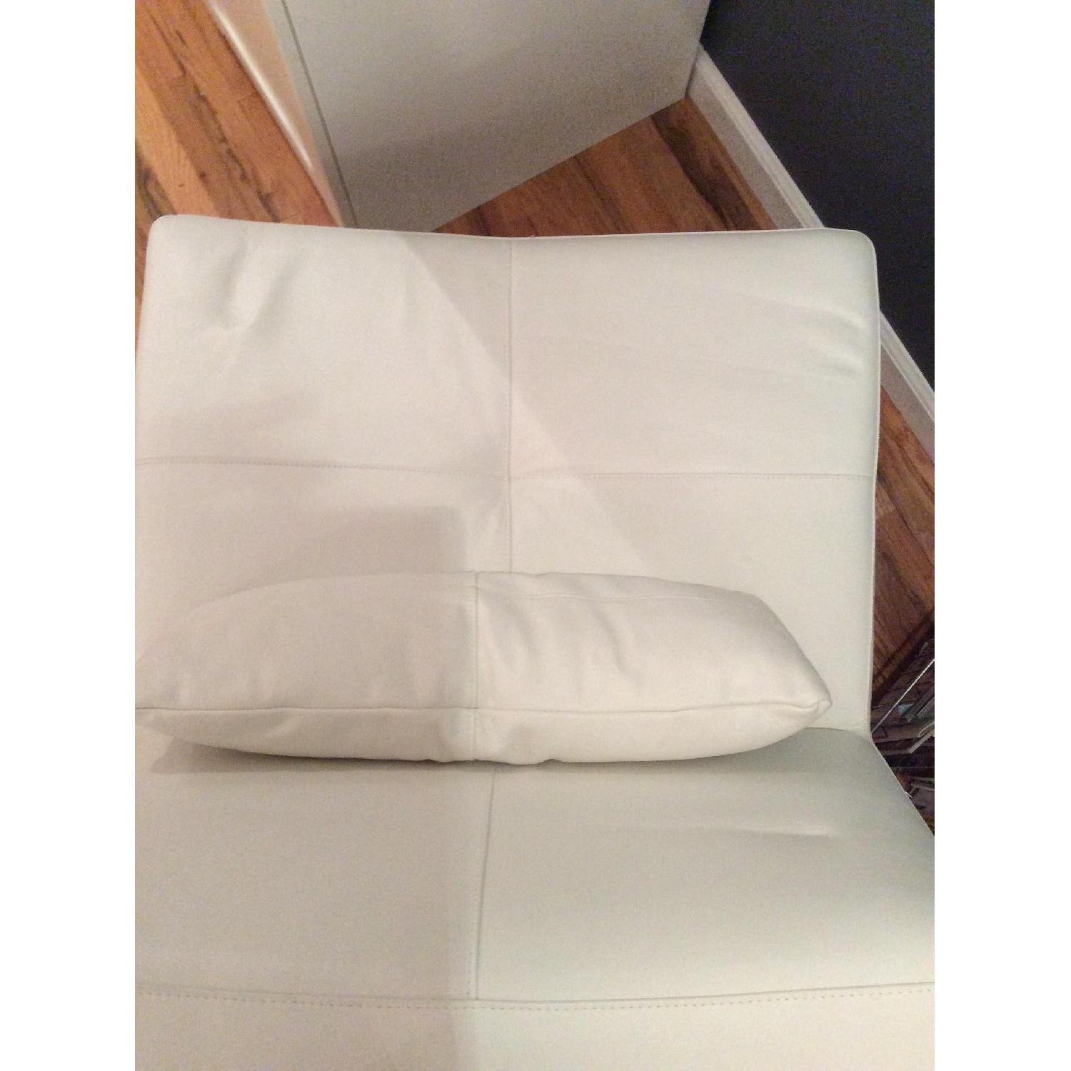 Mid-Century Modern White Leather Armless Chairs - image-6