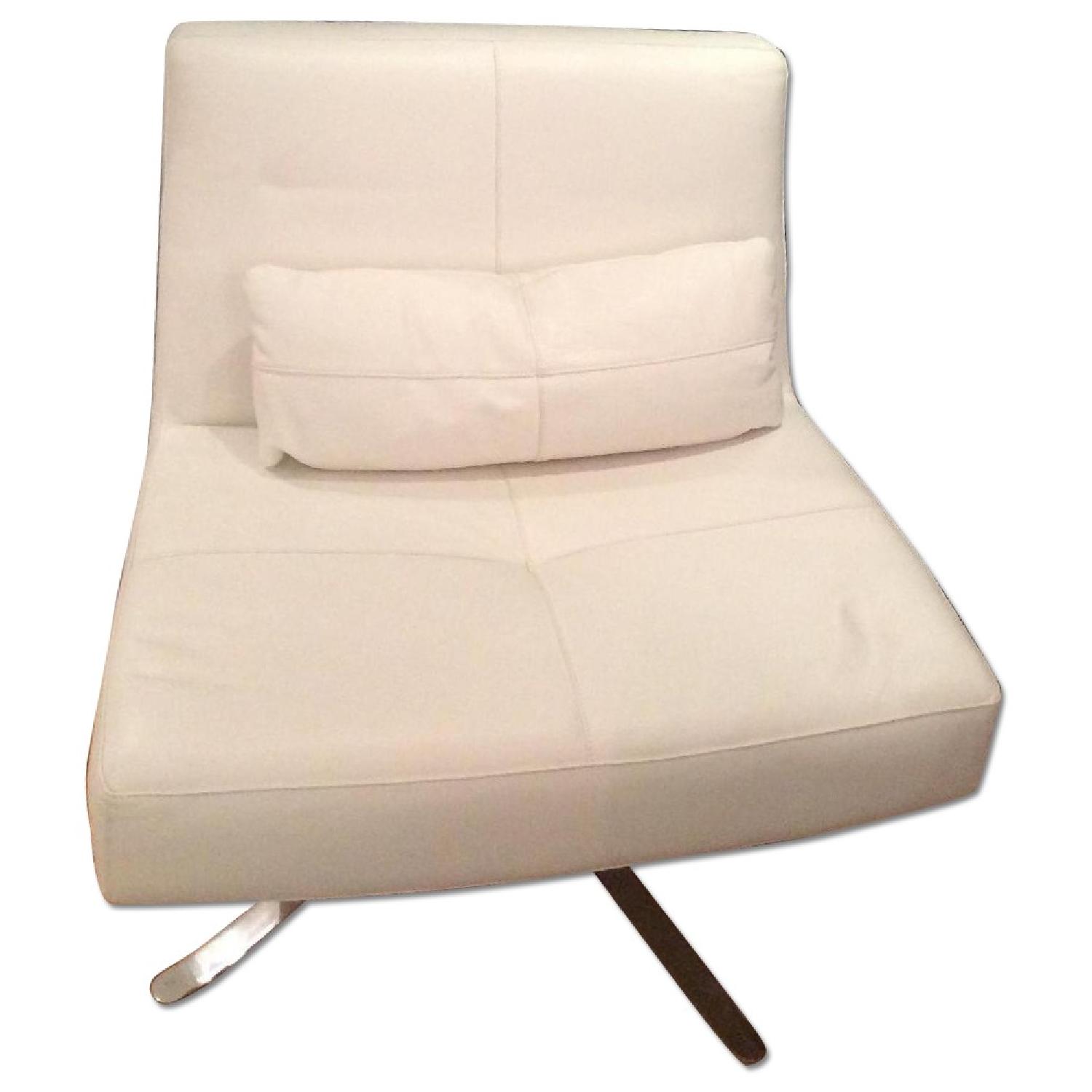 MidCentury Modern White Leather Armless Chairs AptDeco