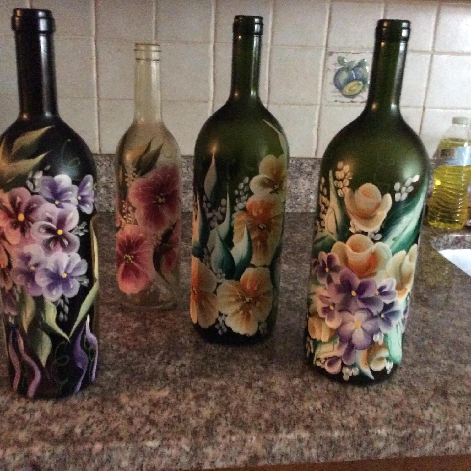 Hand Painted Wine Bottles - image-1