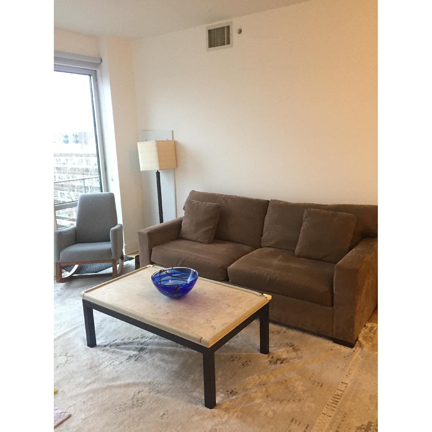 Crate & Barrel Travertine Coffee Table - image-1