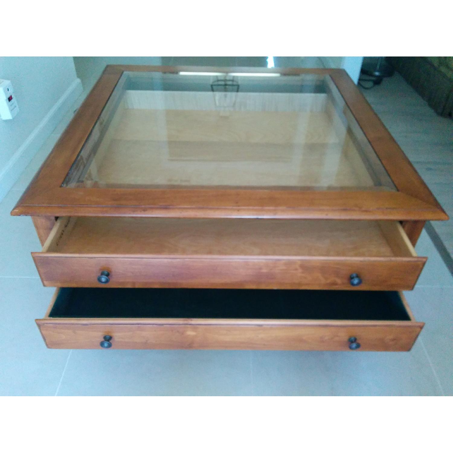 Ethan Allen Glass Top Coffee Table - image-1