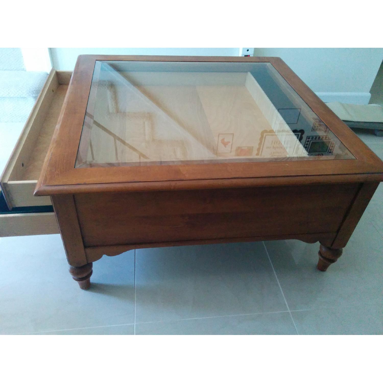 Ethan Allen Glass Top Coffee Table - image-3