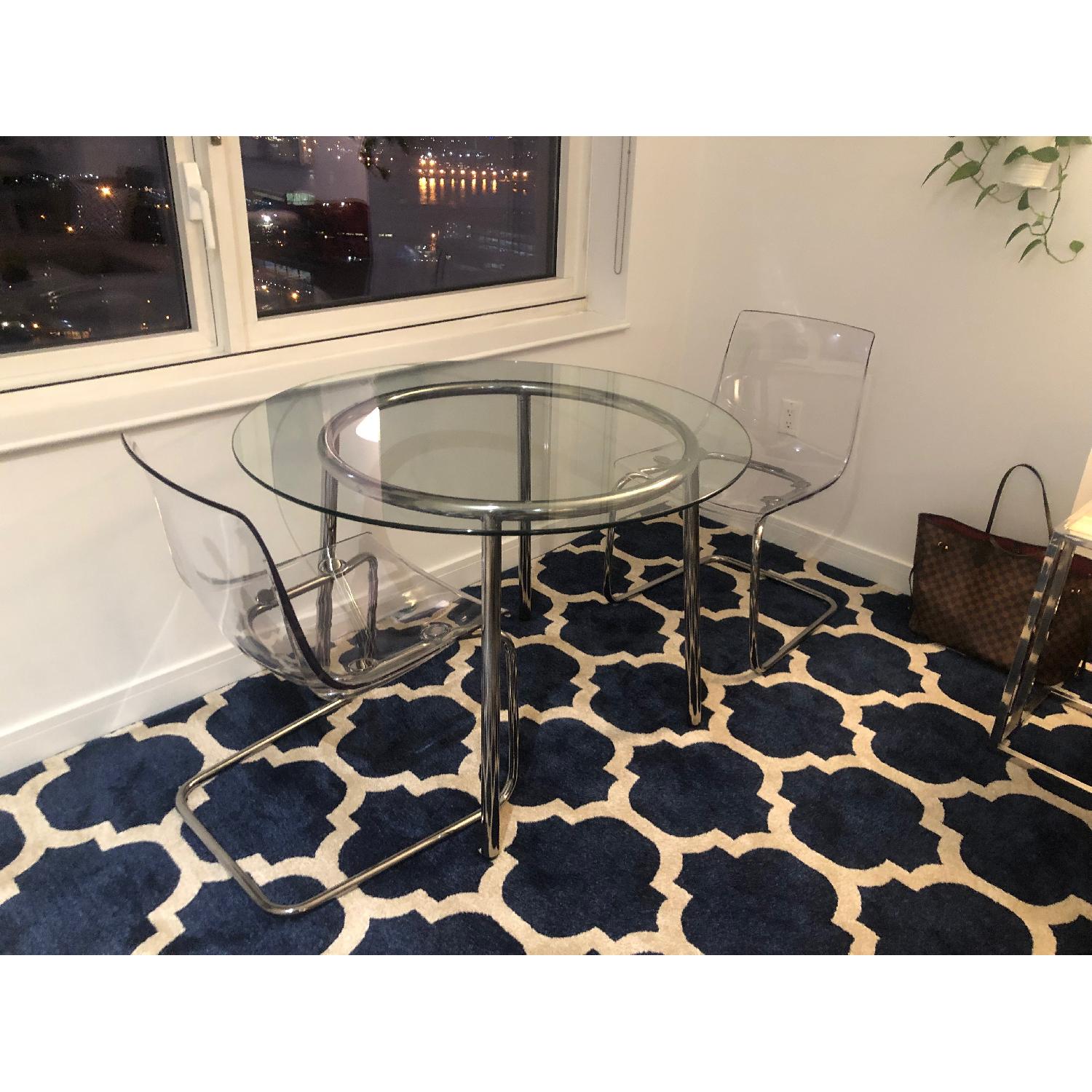 Ikea Salmi Glass & Chrome Dining Table - AptDeco