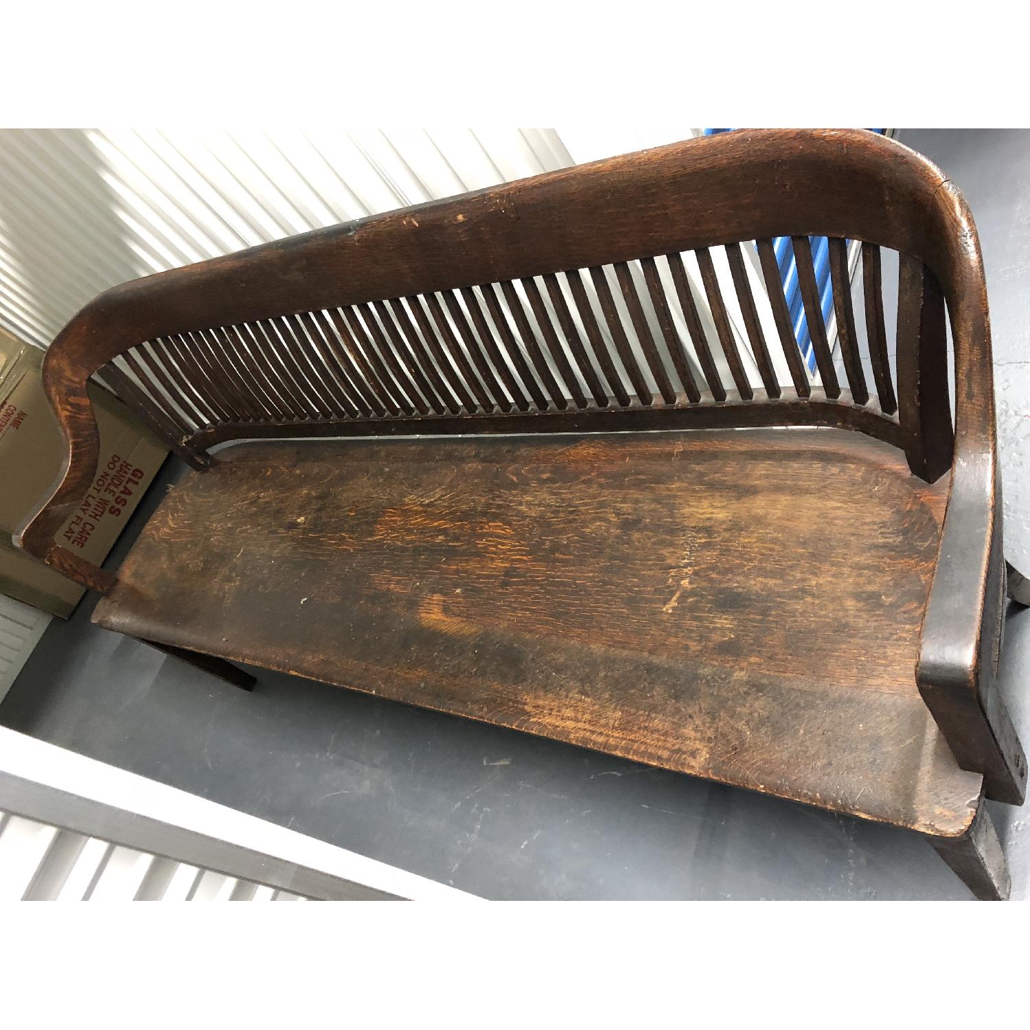 Vintage Wood Bench w/ Back - image-1