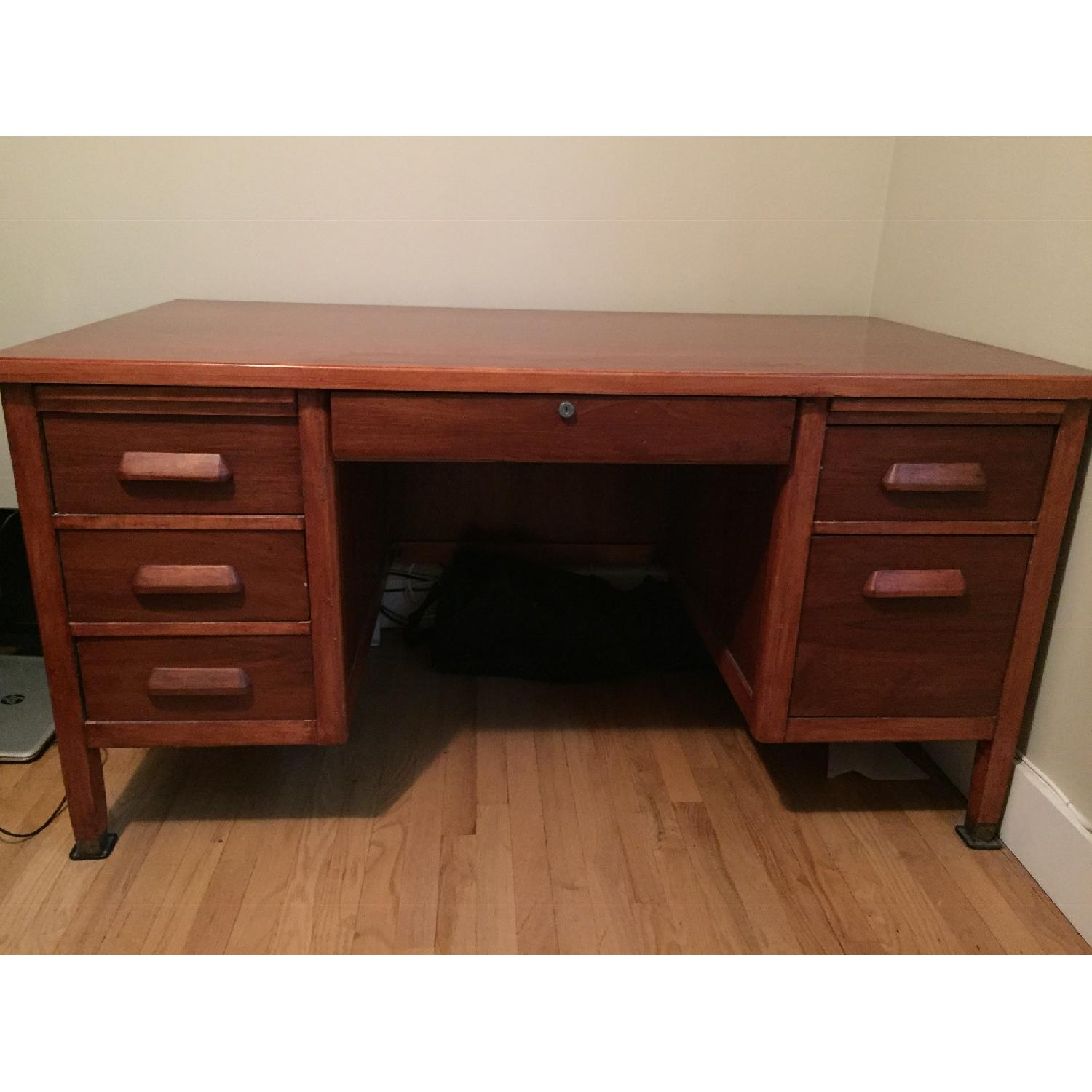 Vintage School Teacher's Desk in Cherry Wood - image-1