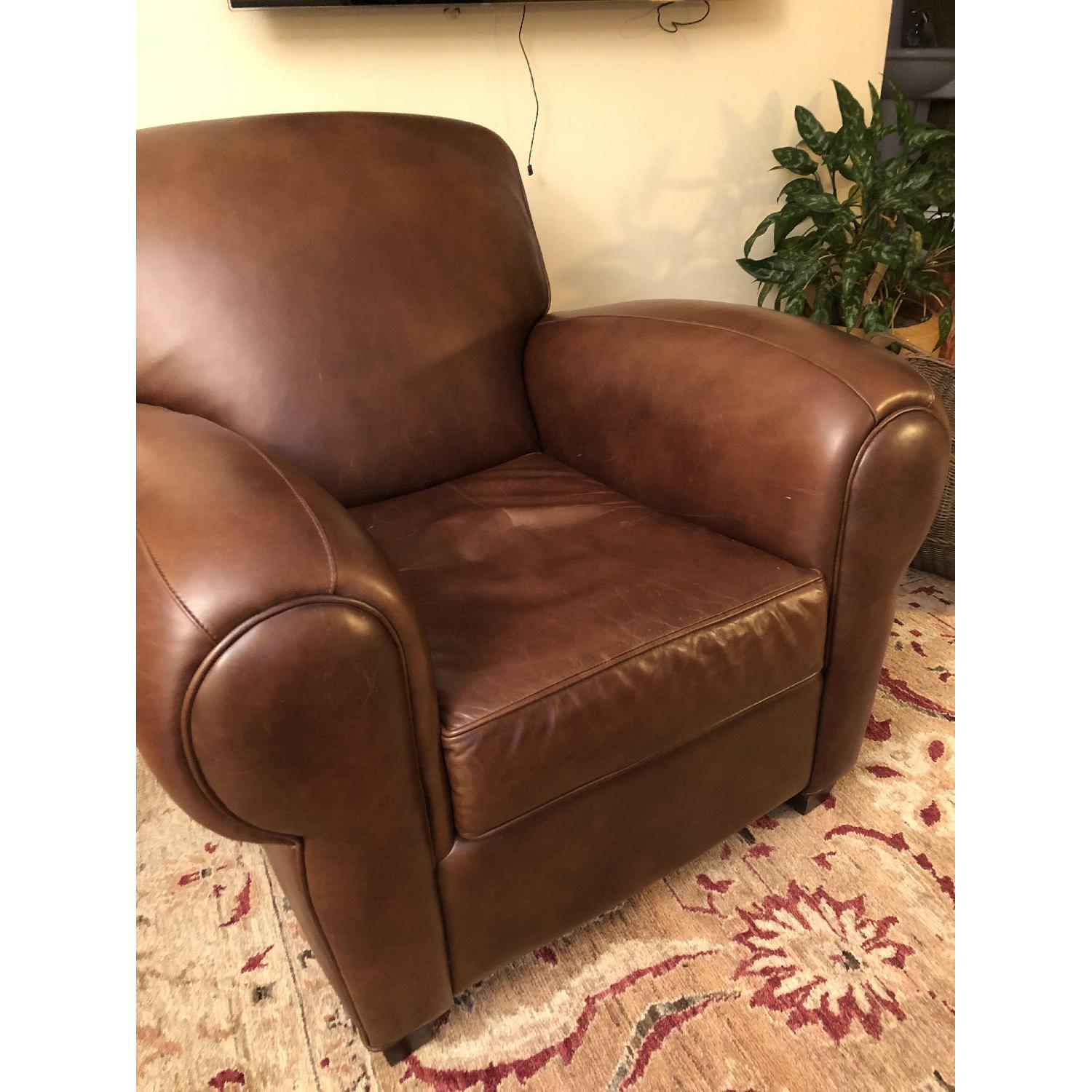 Pottery Barn Manhattan Leather Armchair - image-1