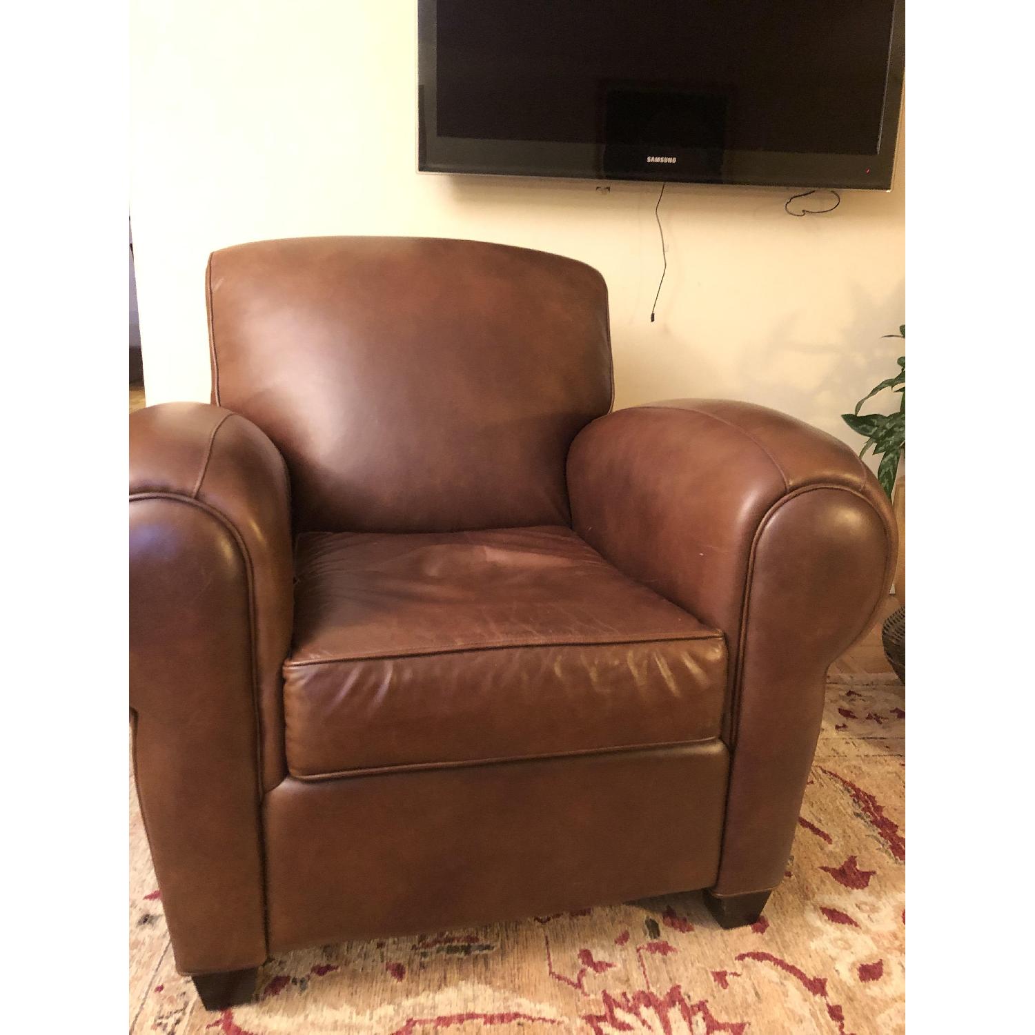 Pottery Barn Manhattan Leather Armchair - image-2