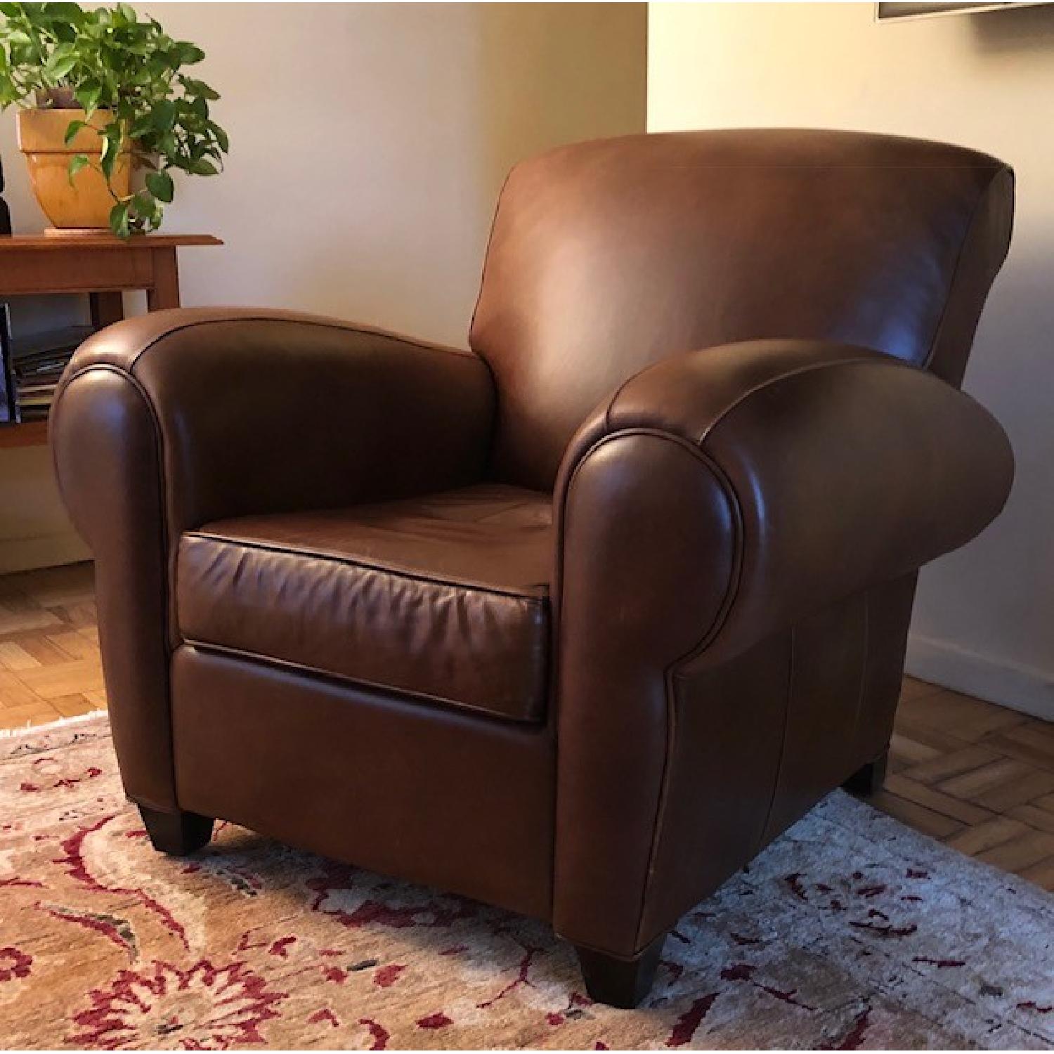 Pottery Barn Manhattan Leather Armchair - image-3