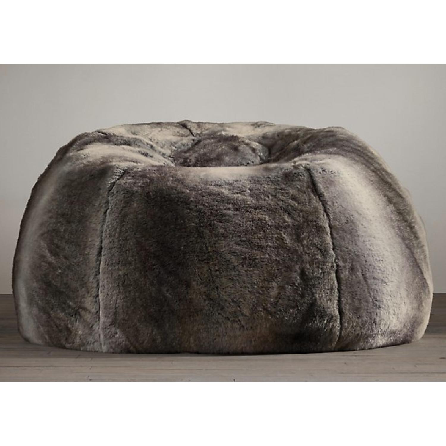 Restoration Hardware Luxe Faux Fur Bean Bag Chair in Mink - image-1