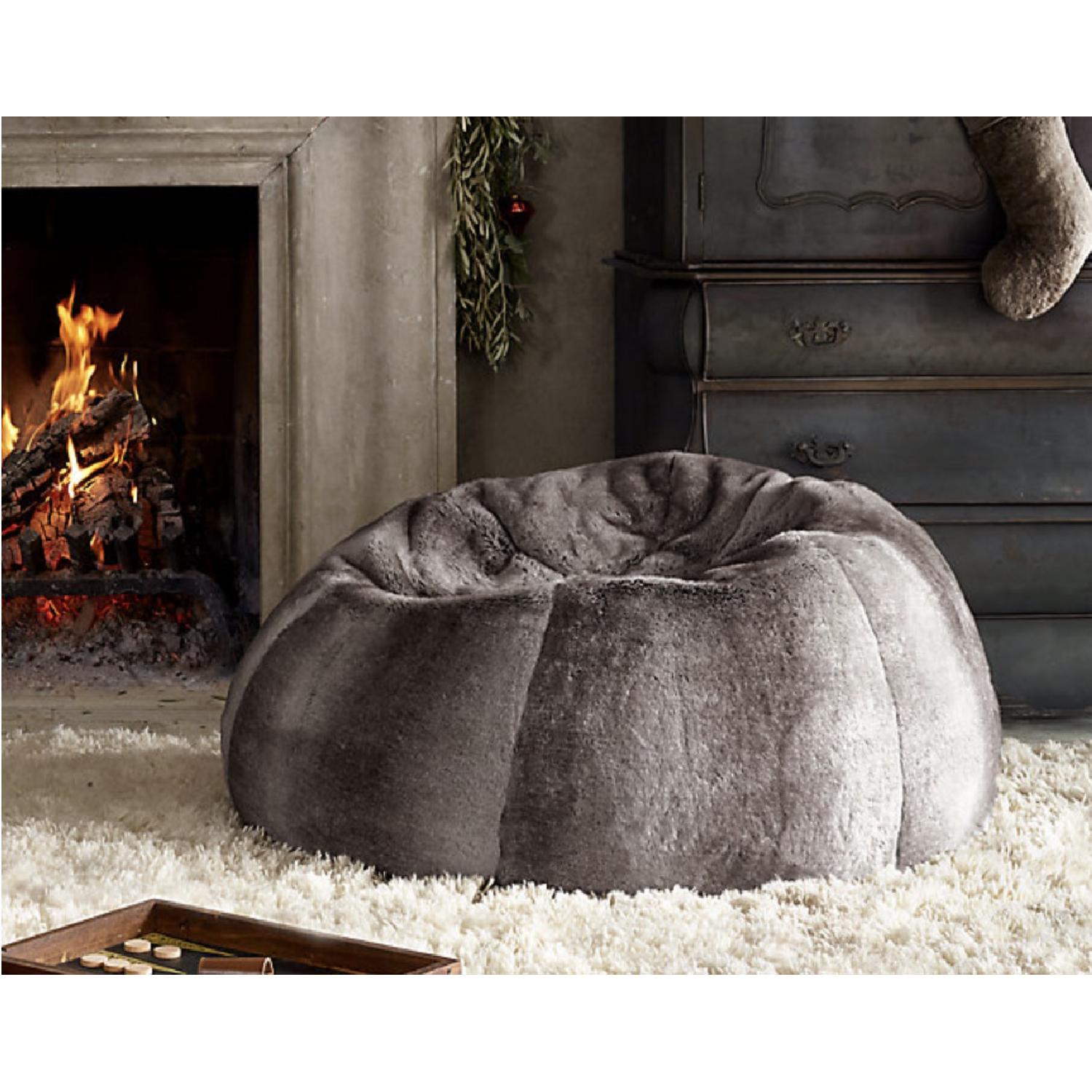 Restoration Hardware Luxe Faux Fur Bean Bag Chair in Mink - image-2
