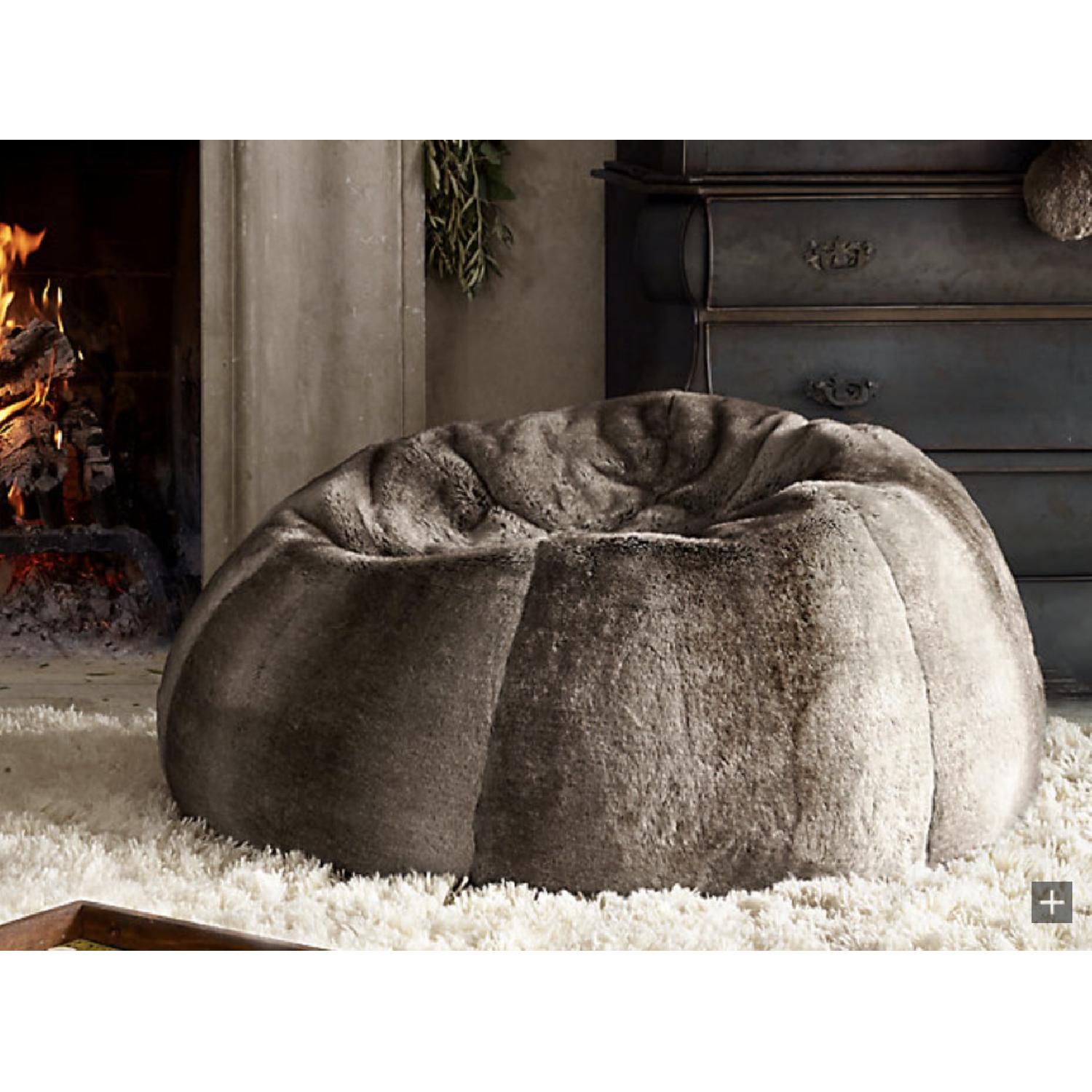 Restoration Hardware Luxe Faux Fur Bean Bag Chair in Mink - image-3