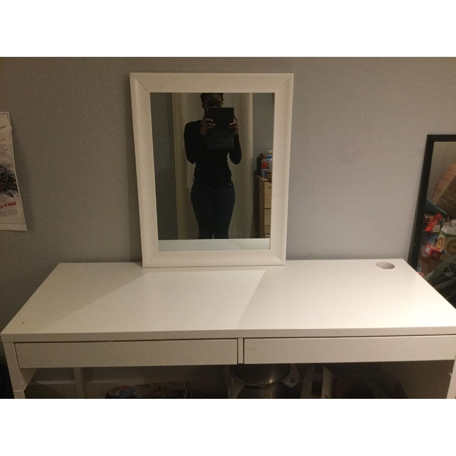 Ikea Micke White Desk w/ Matching Mirror AptDeco