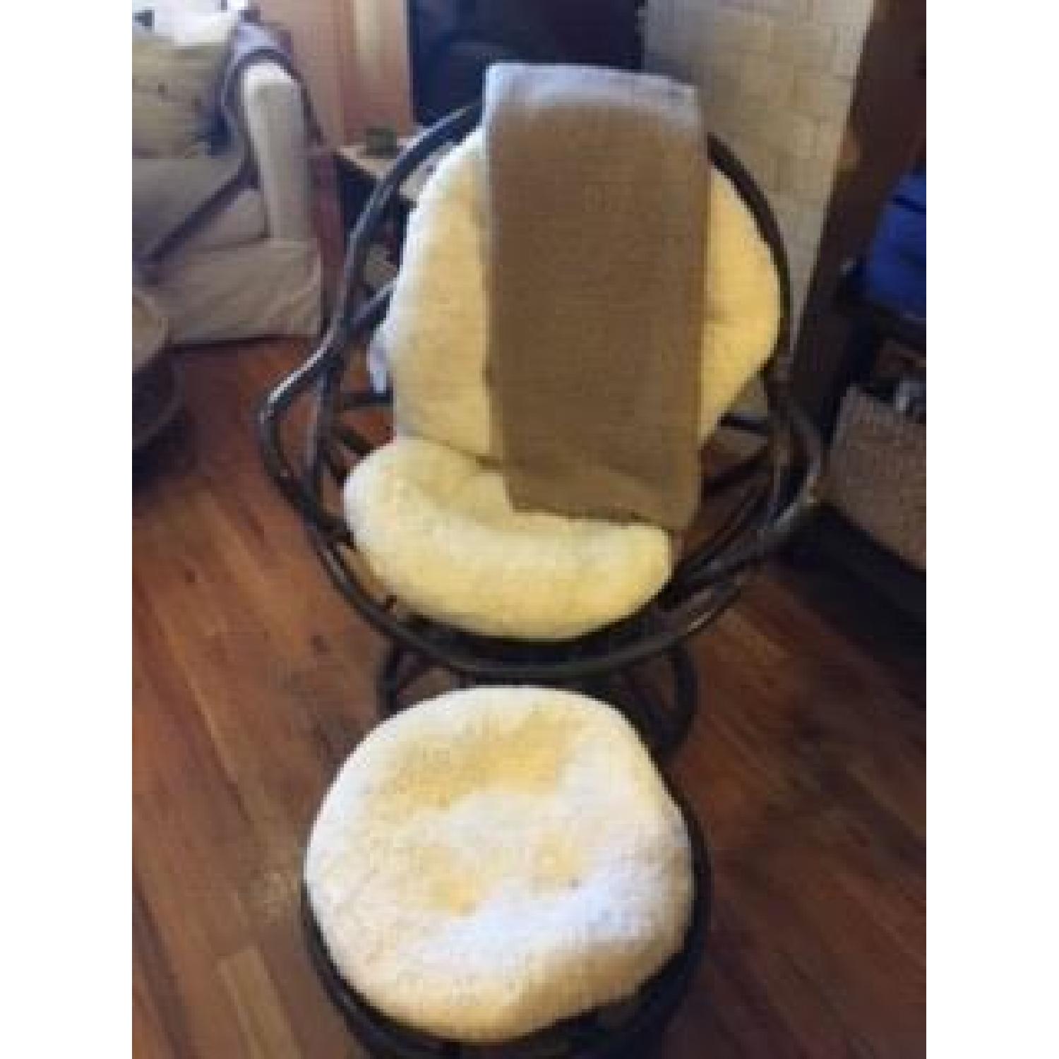 Pier 1 Papasan Swivel Chair & Footstool - image-2