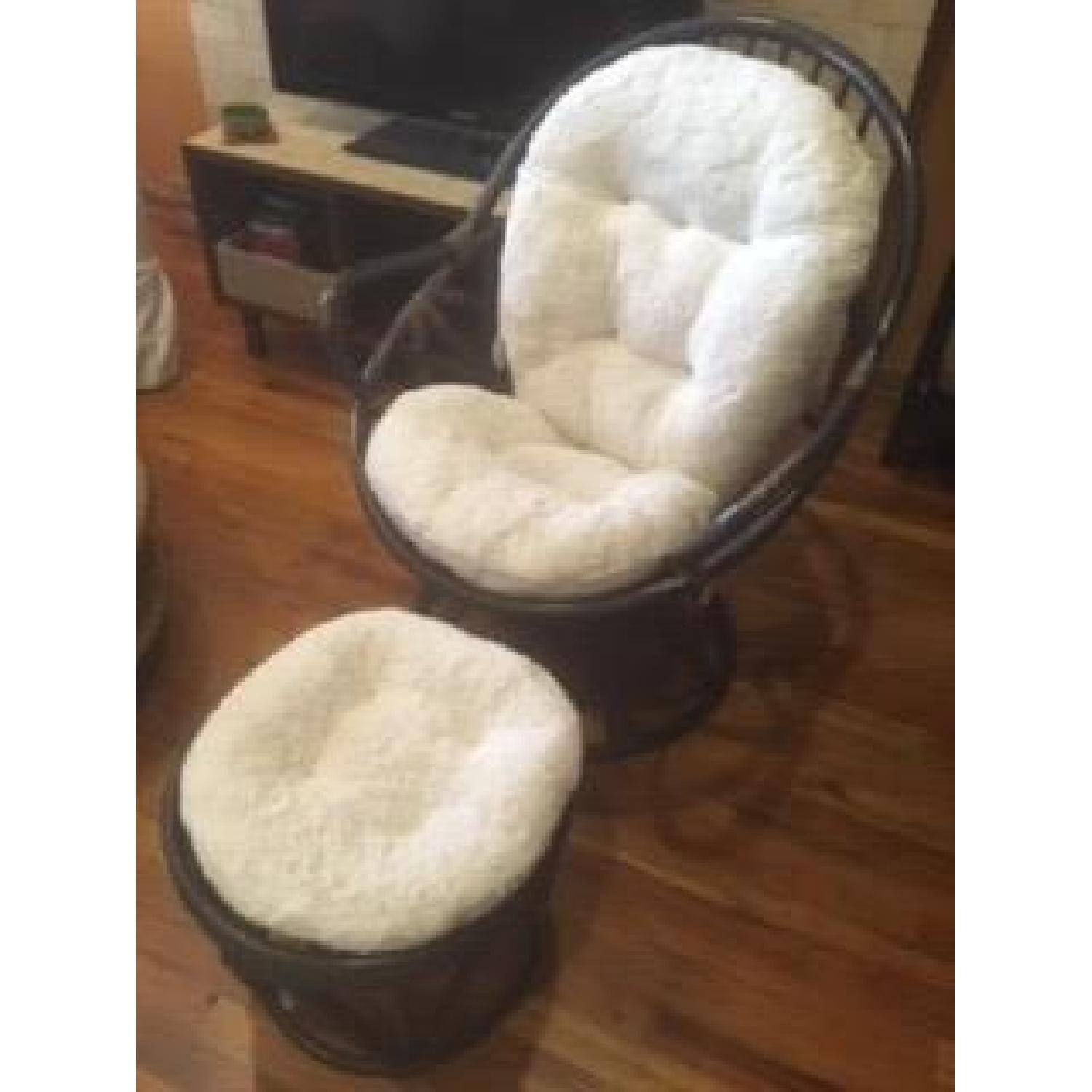 Pier 1 Papasan Swivel Chair & Footstool - image-3