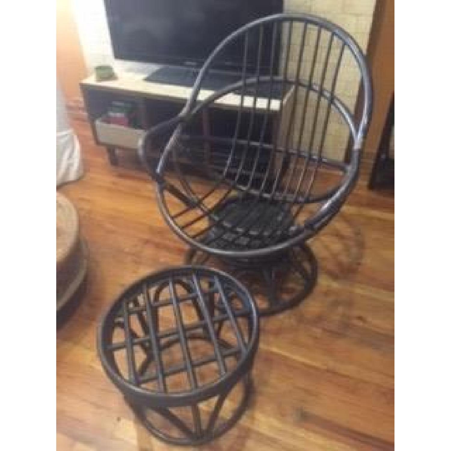 Pier 1 Papasan Swivel Chair & Footstool - image-4