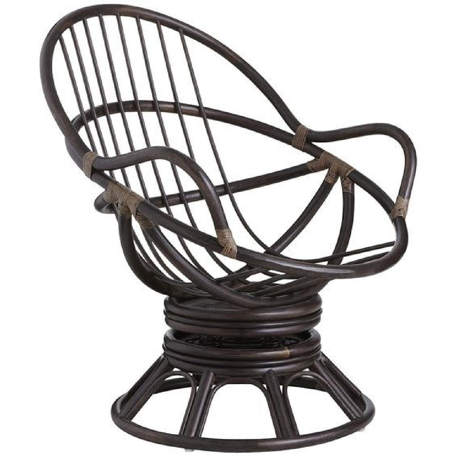 Pier 1 Papasan Swivel Chair & Footstool - image-5