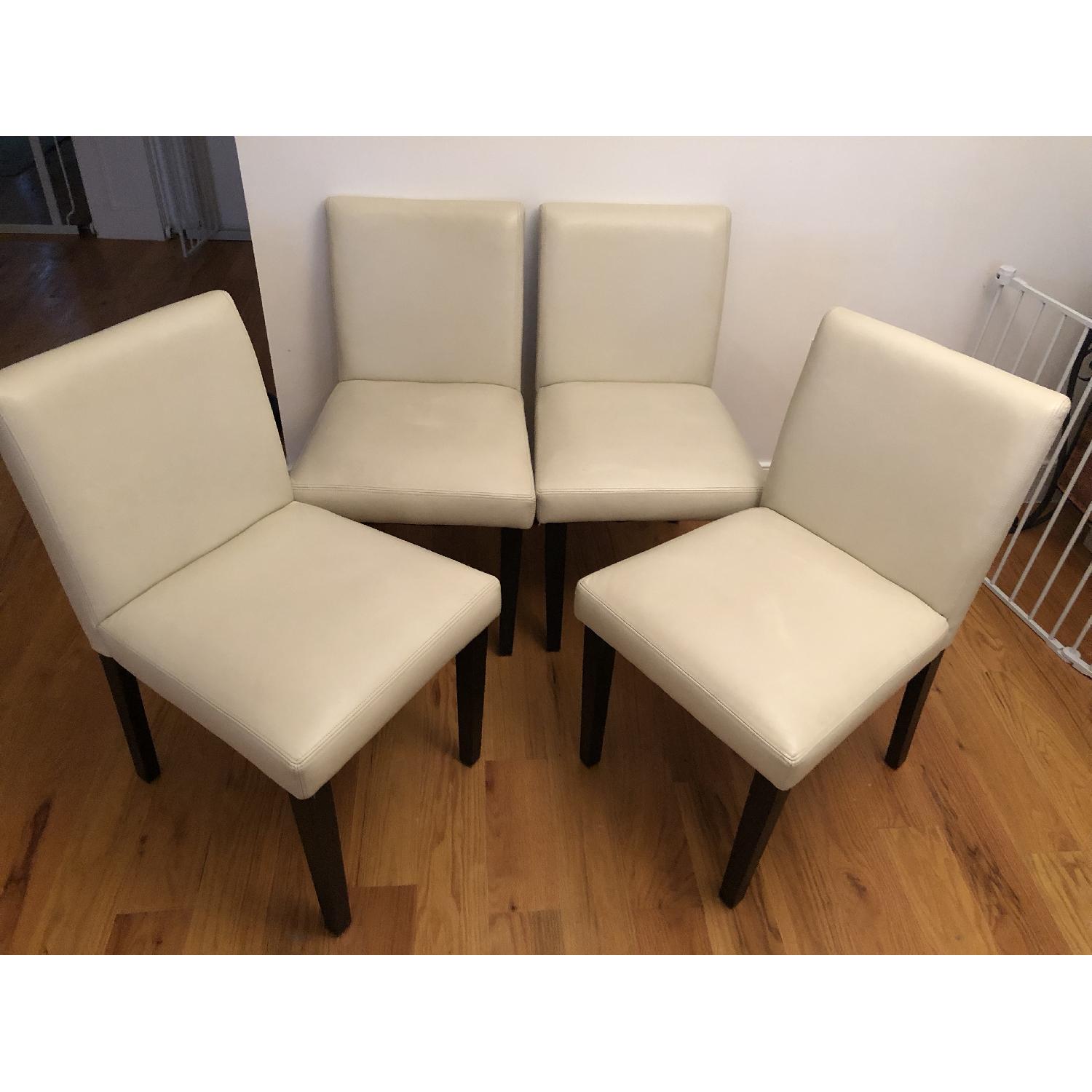 West Elm Cream Faux Leather Dining Chair - image-1