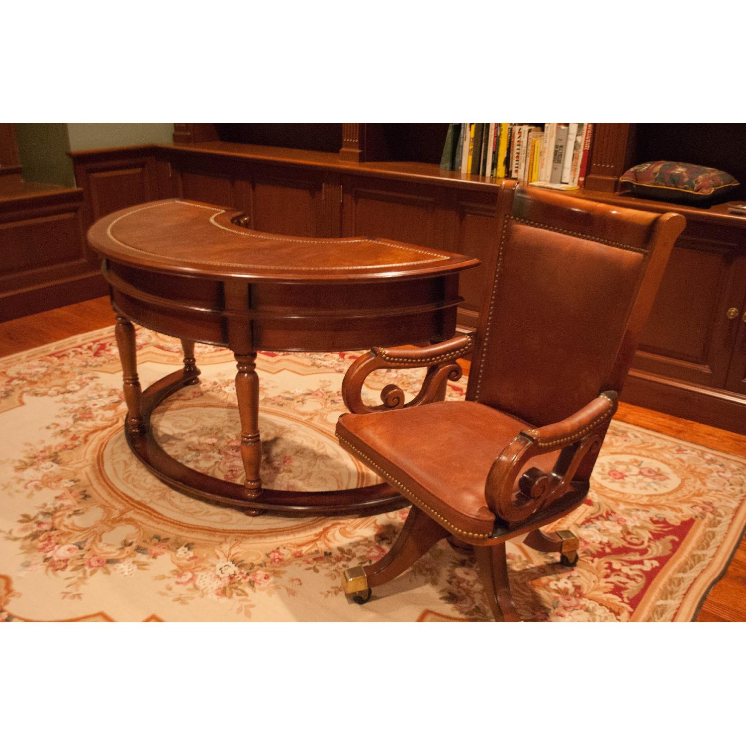 Pulaski Furniture Wooden Half-Moon Desk & Rolling Chair - image-1