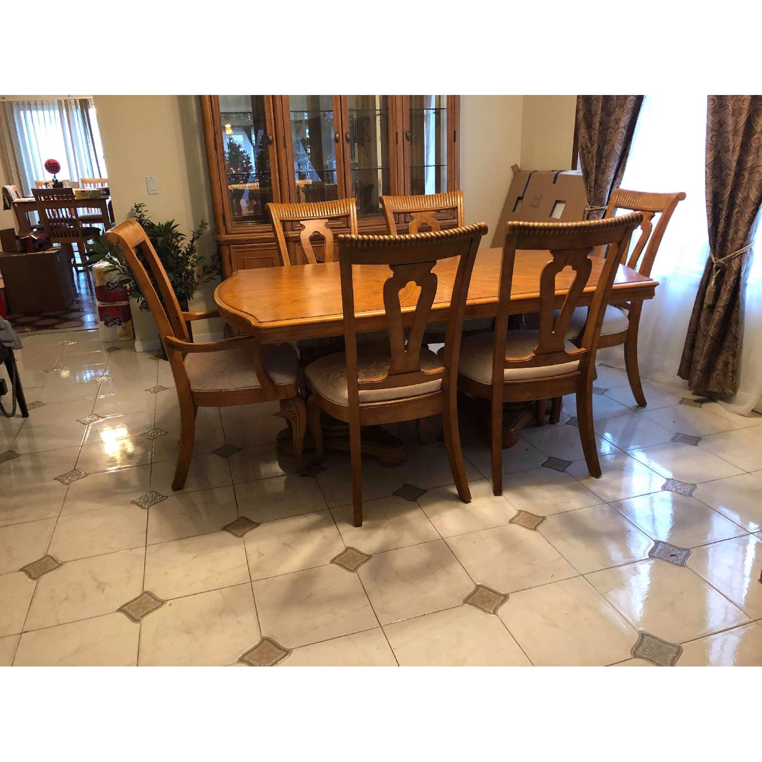 Solid Wood Extendable Dining Table w/ 6 Chairs - image-5
