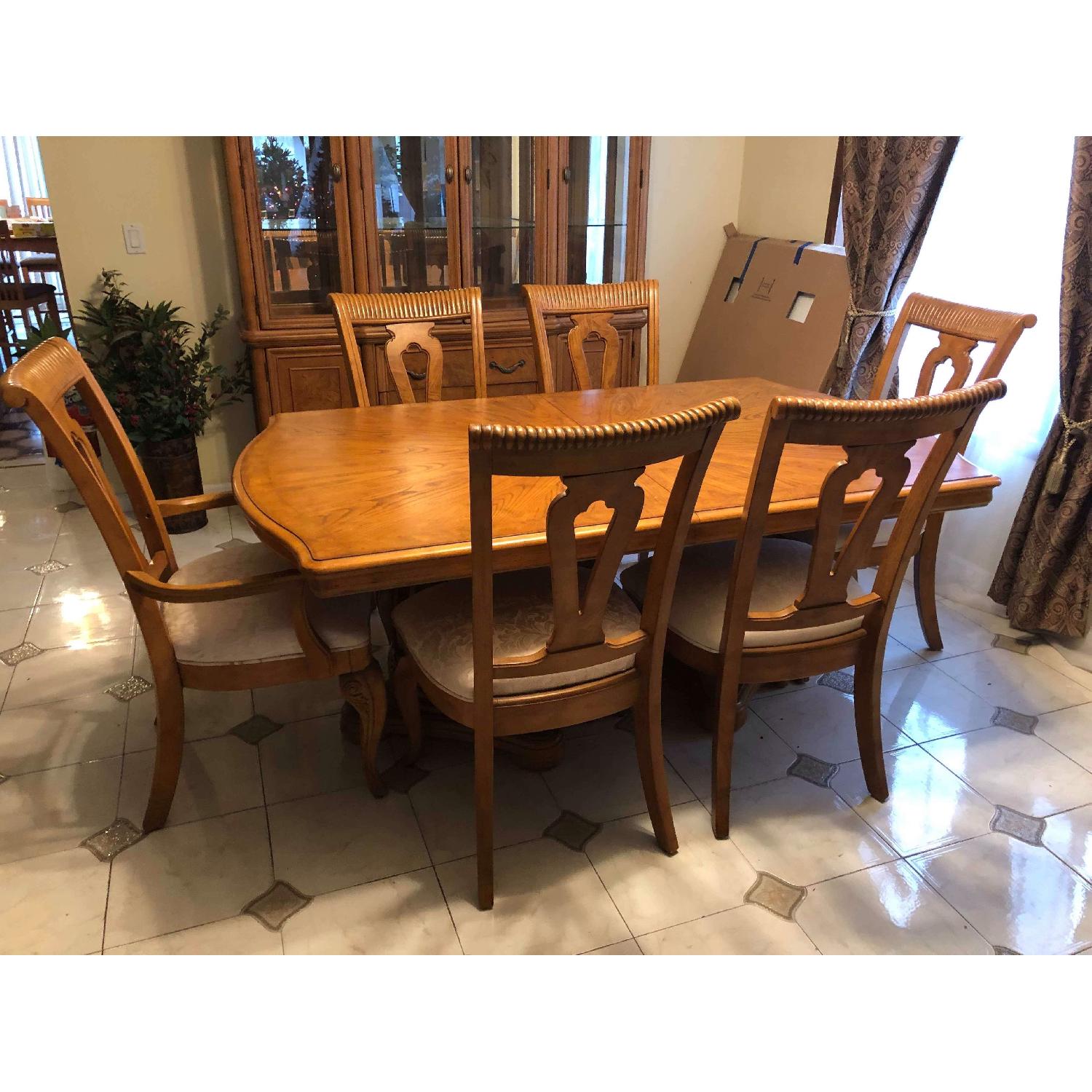 Solid Wood Extendable Dining Table w/ 6 Chairs - image-35