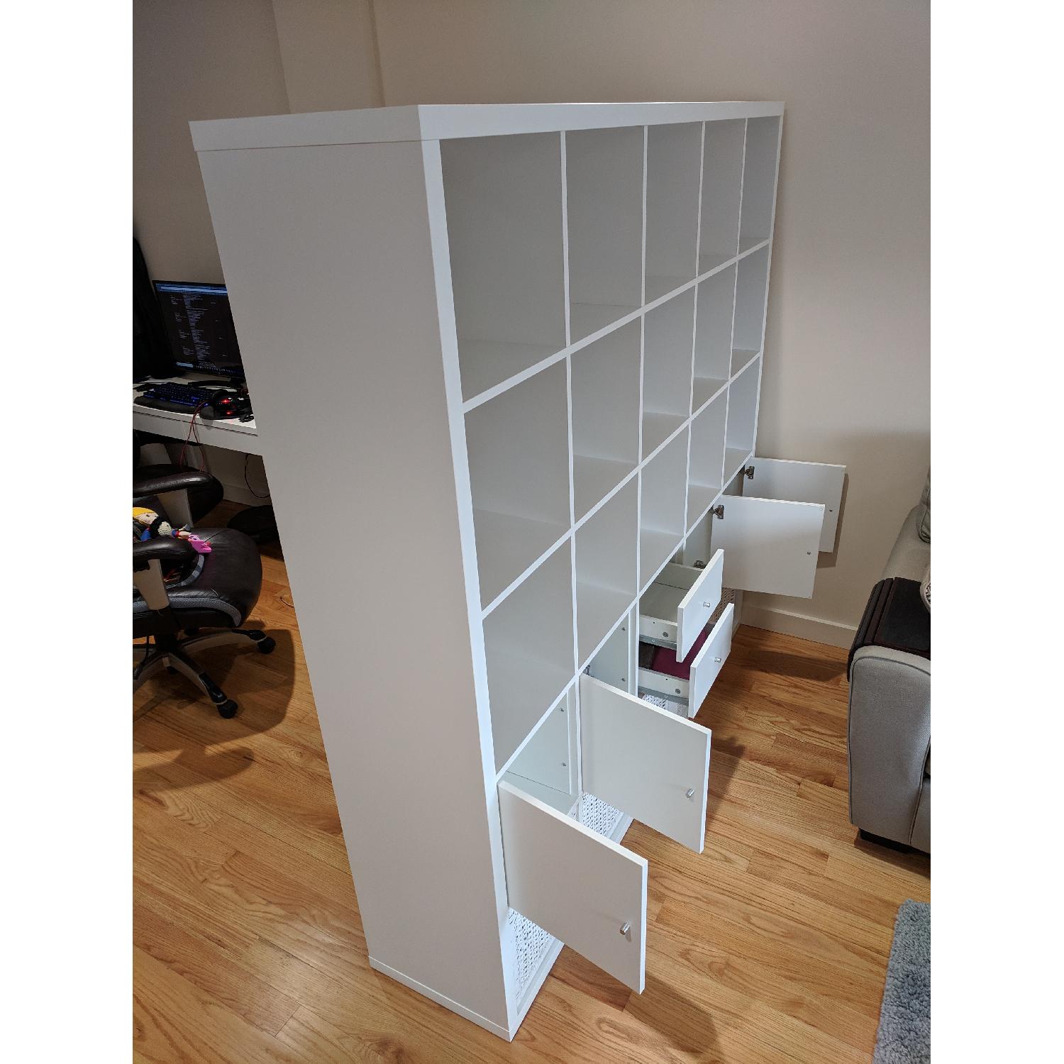 Ikea Kallax Shelf Unit White w/ 6 Drawers + 5 Cases - image-1