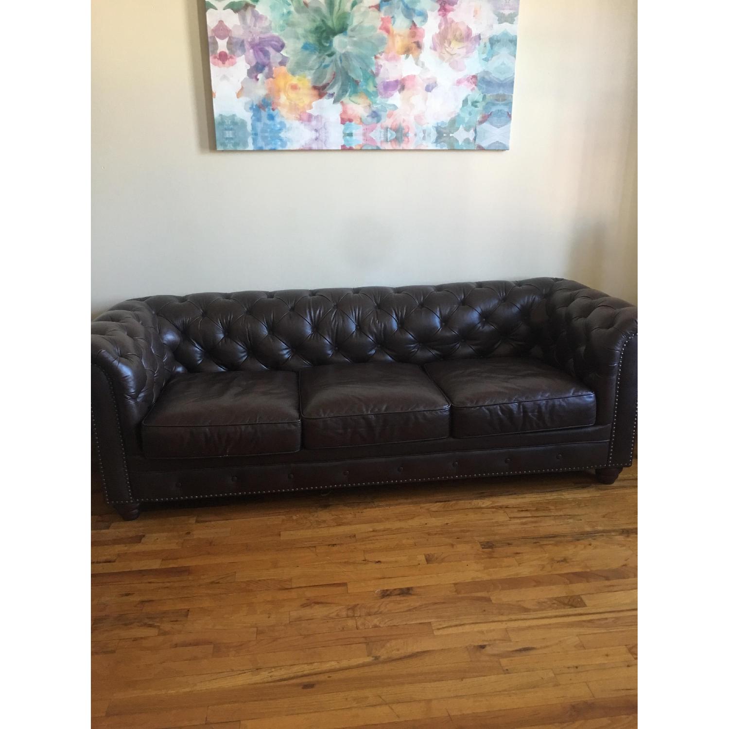 Raymour & Flanigan Tufted Leather Sofa AptDeco