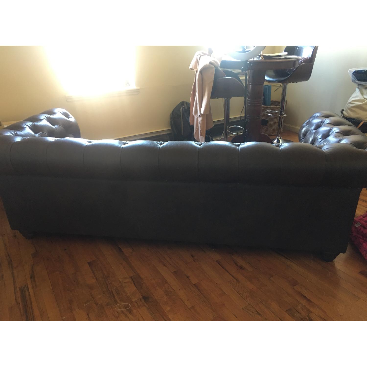 Raymour & Flanigan Tufted Leather Sofa AptDeco