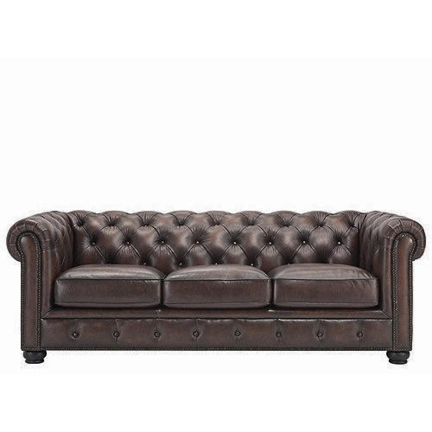Raymour & Flanigan Tufted Leather Sofa AptDeco