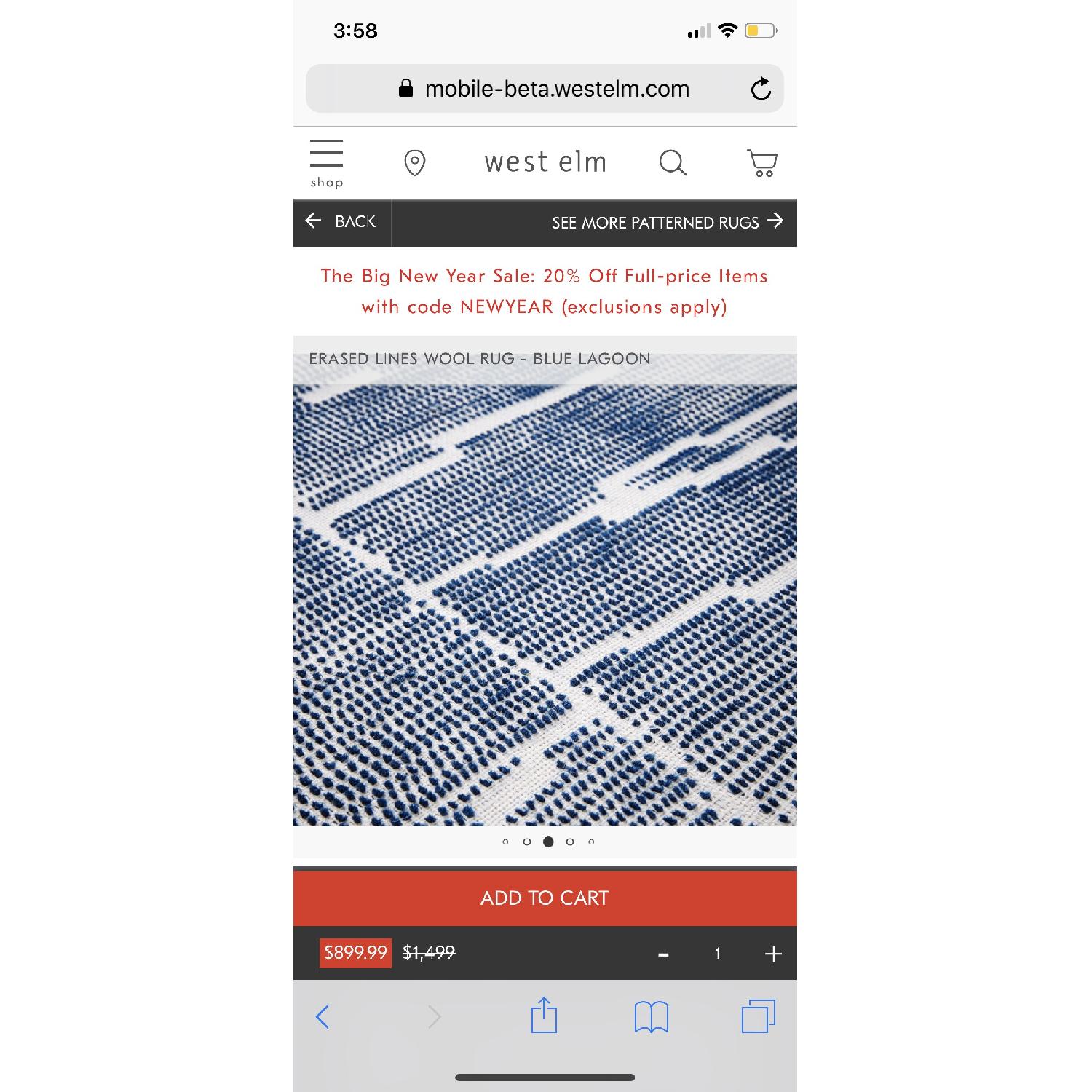 West Elm Erased Lines Wool Rug in Blue Lagoon - image-1