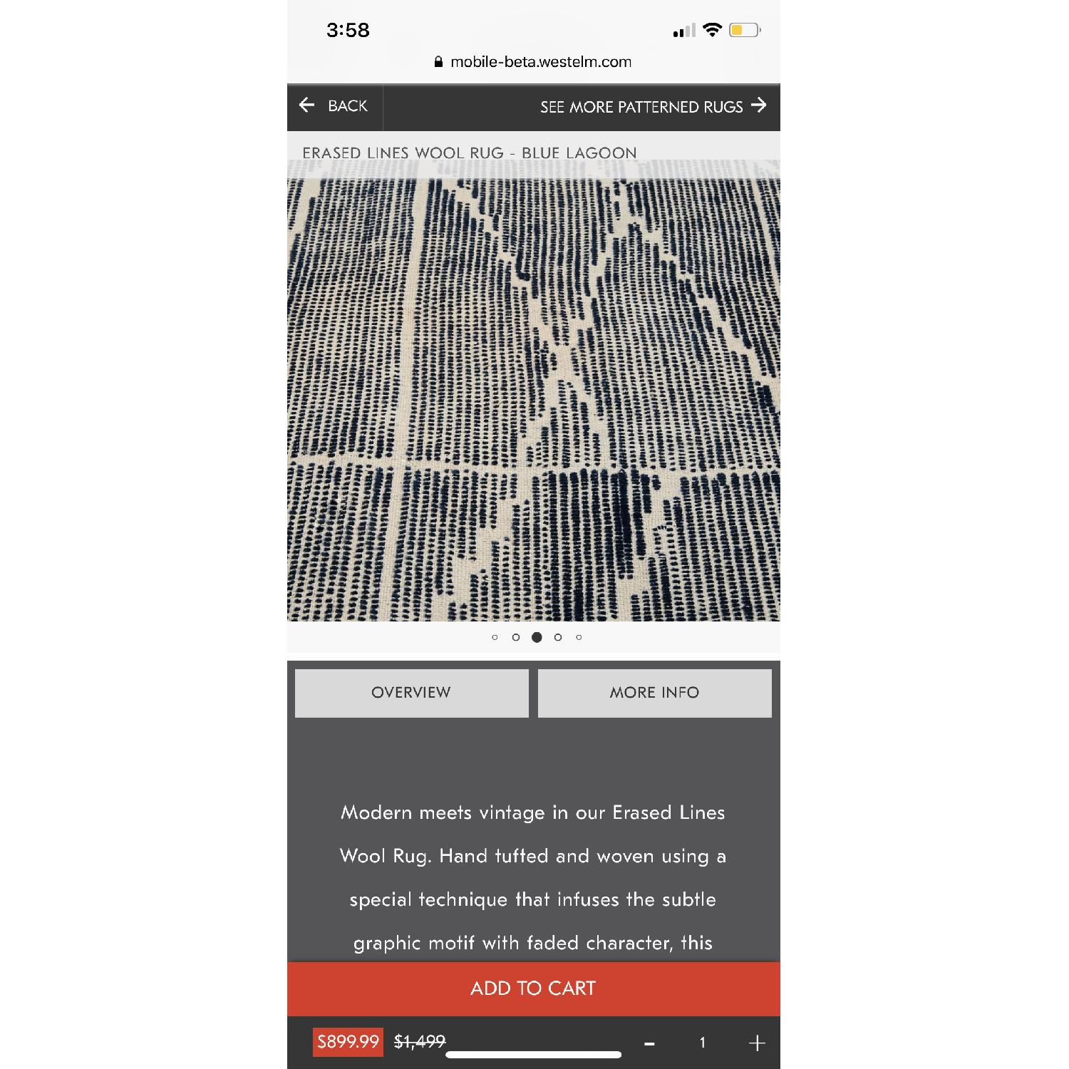 West Elm Erased Lines Wool Rug in Blue Lagoon - image-2