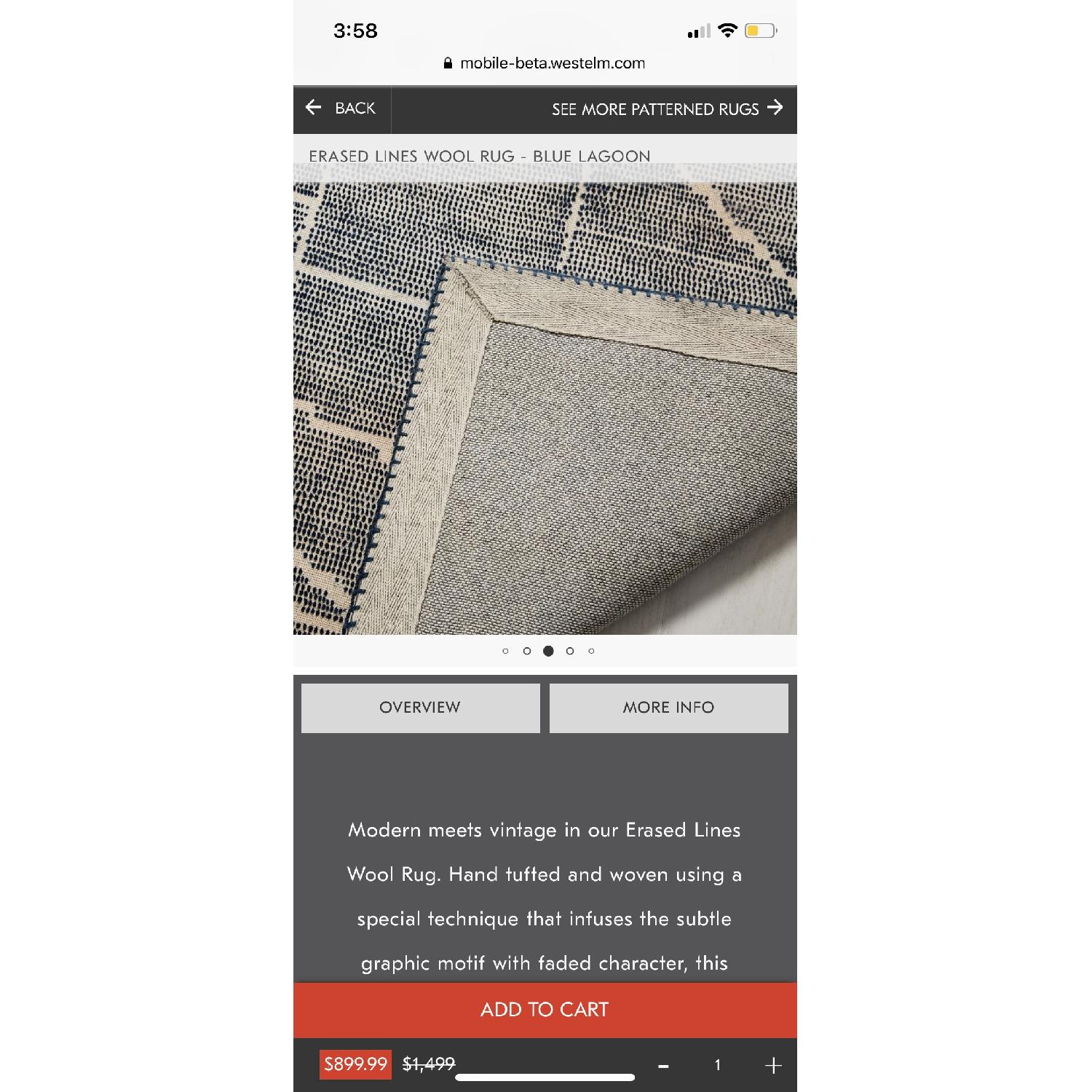 West Elm Erased Lines Wool Rug in Blue Lagoon - image-3