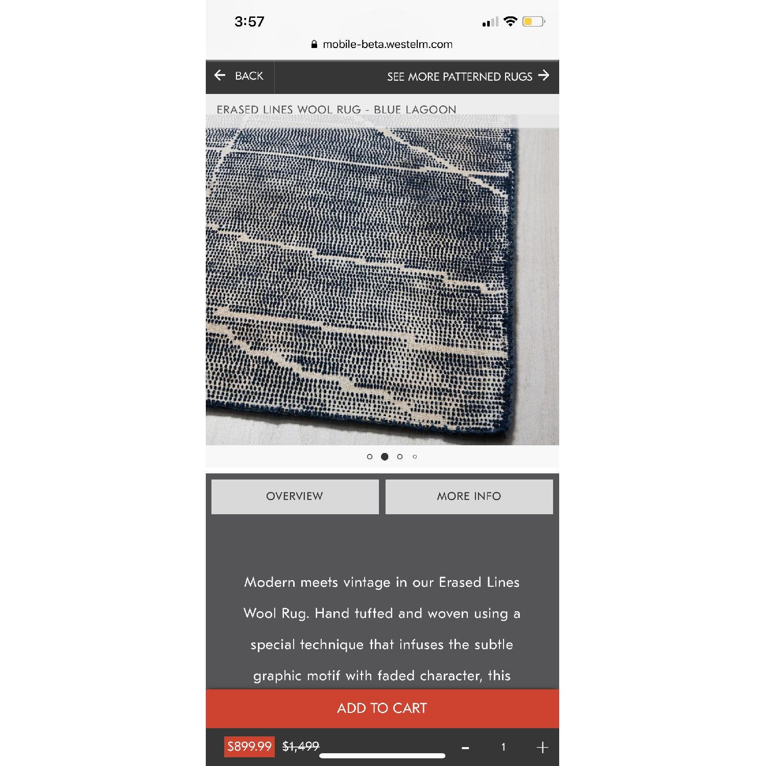 West Elm Erased Lines Wool Rug in Blue Lagoon - image-4