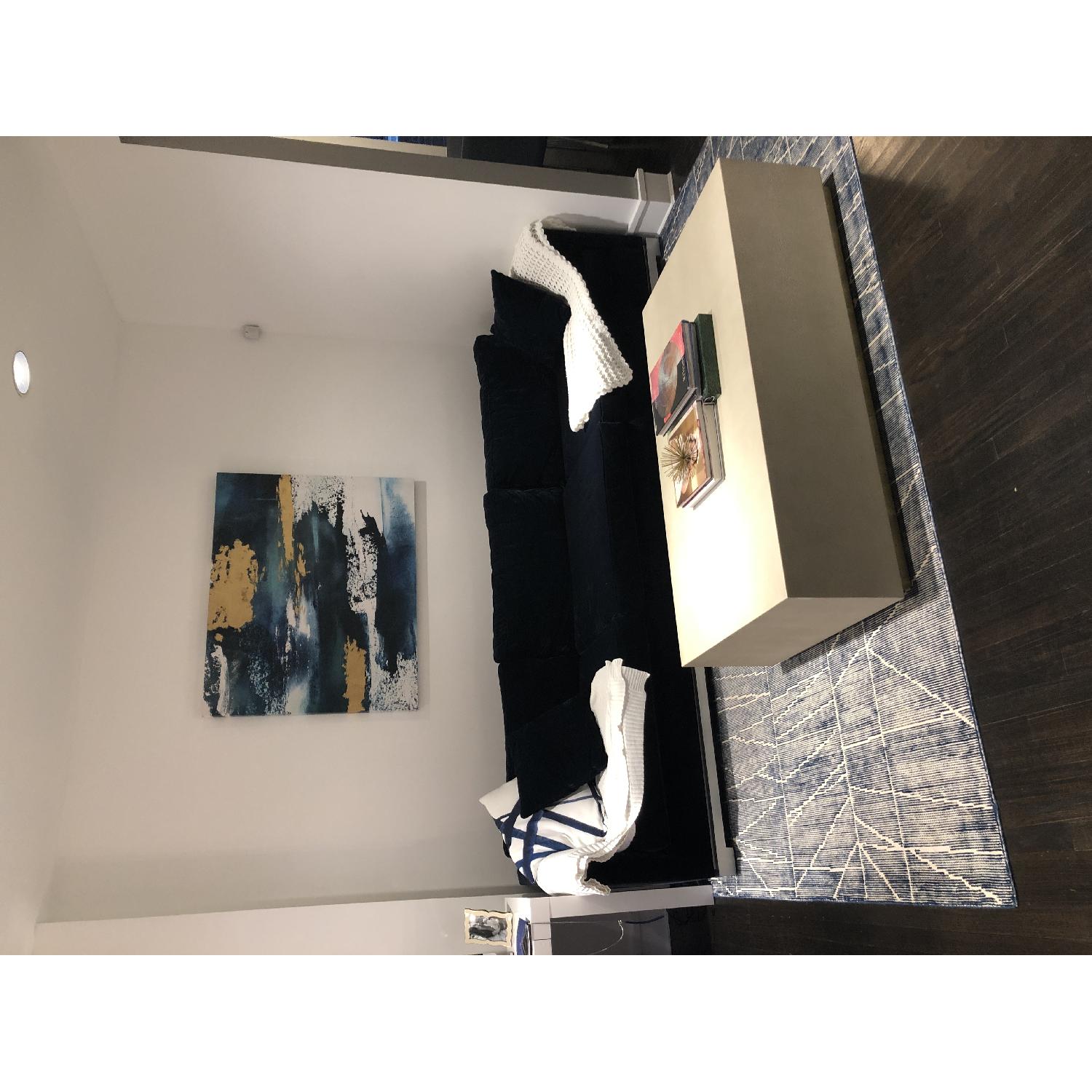 West Elm Erased Lines Wool Rug in Blue Lagoon - image-5