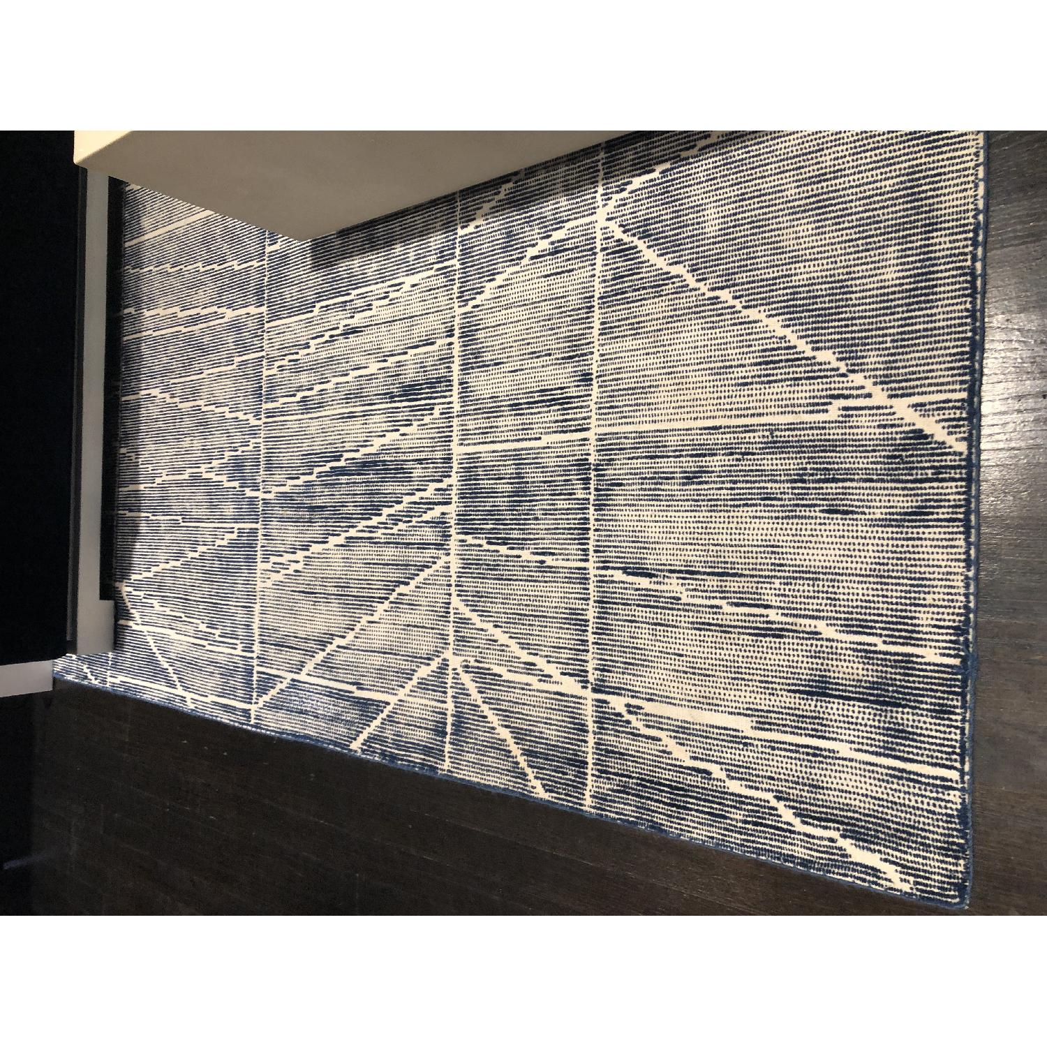 West Elm Erased Lines Wool Rug in Blue Lagoon - image-6