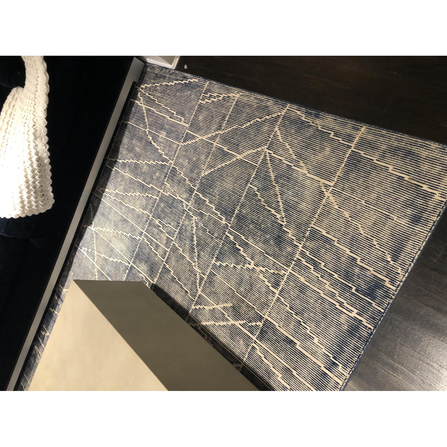 West Elm Erased Lines Wool Rug in Blue Lagoon - image-7