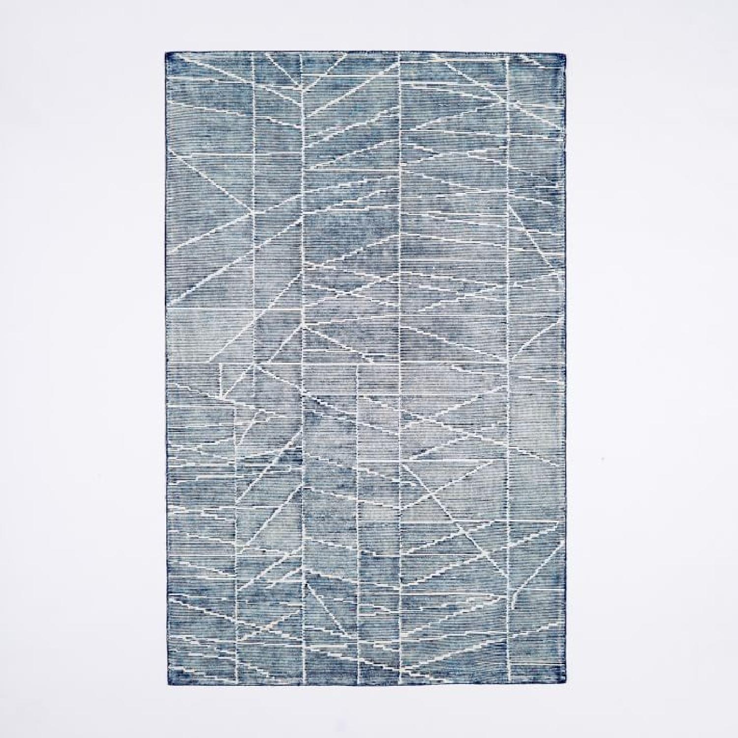 West Elm Erased Lines Wool Rug in Blue Lagoon - image-8