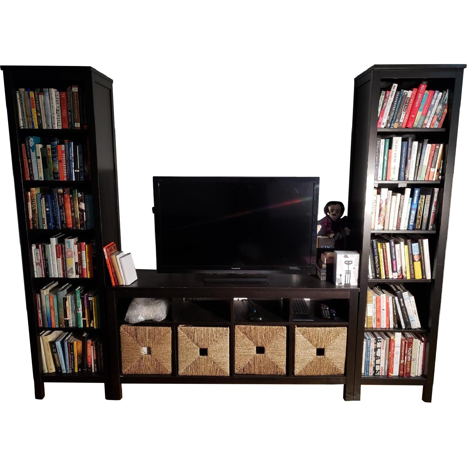 Ikea Hemnes Media Console w/ 2 Bookcases AptDeco