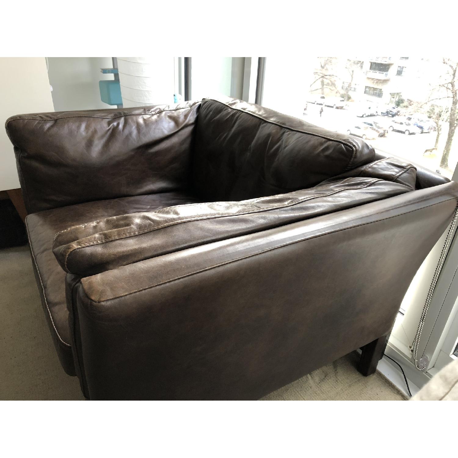 Restoration Hardware Sorensen Leather Chair & Ottoman - image-2