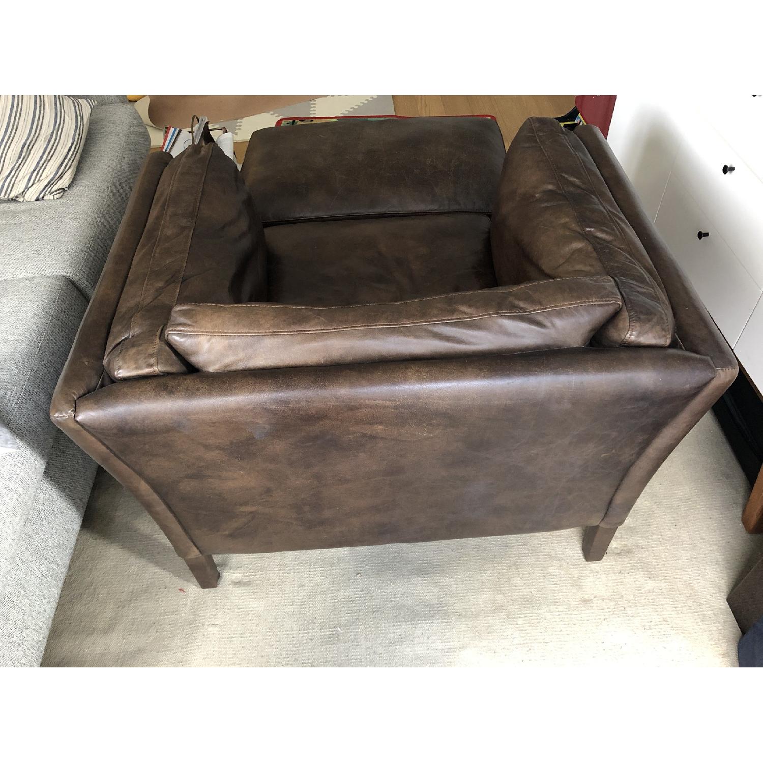 Restoration Hardware Sorensen Leather Chair & Ottoman - image-3