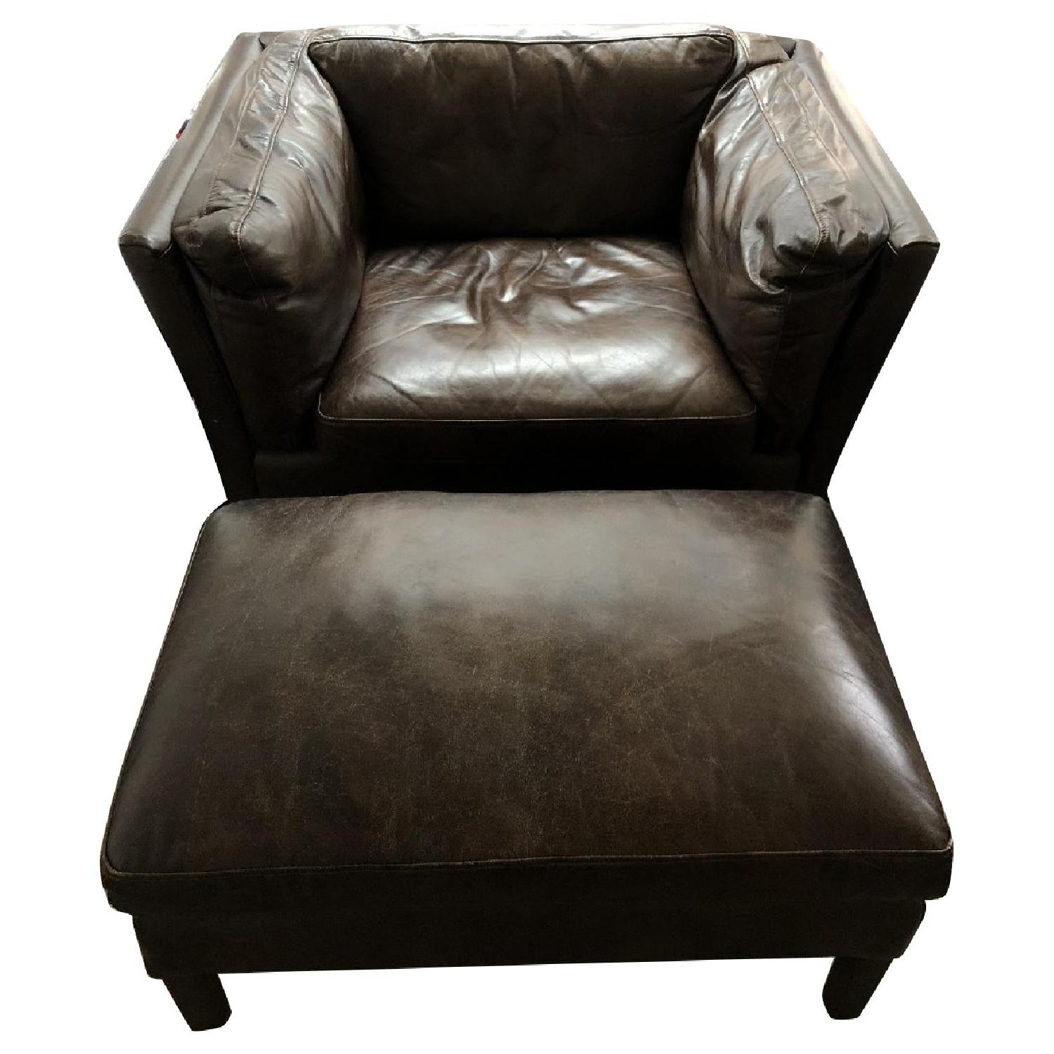 Restoration Hardware Sorensen Leather Chair & Ottoman - image-5