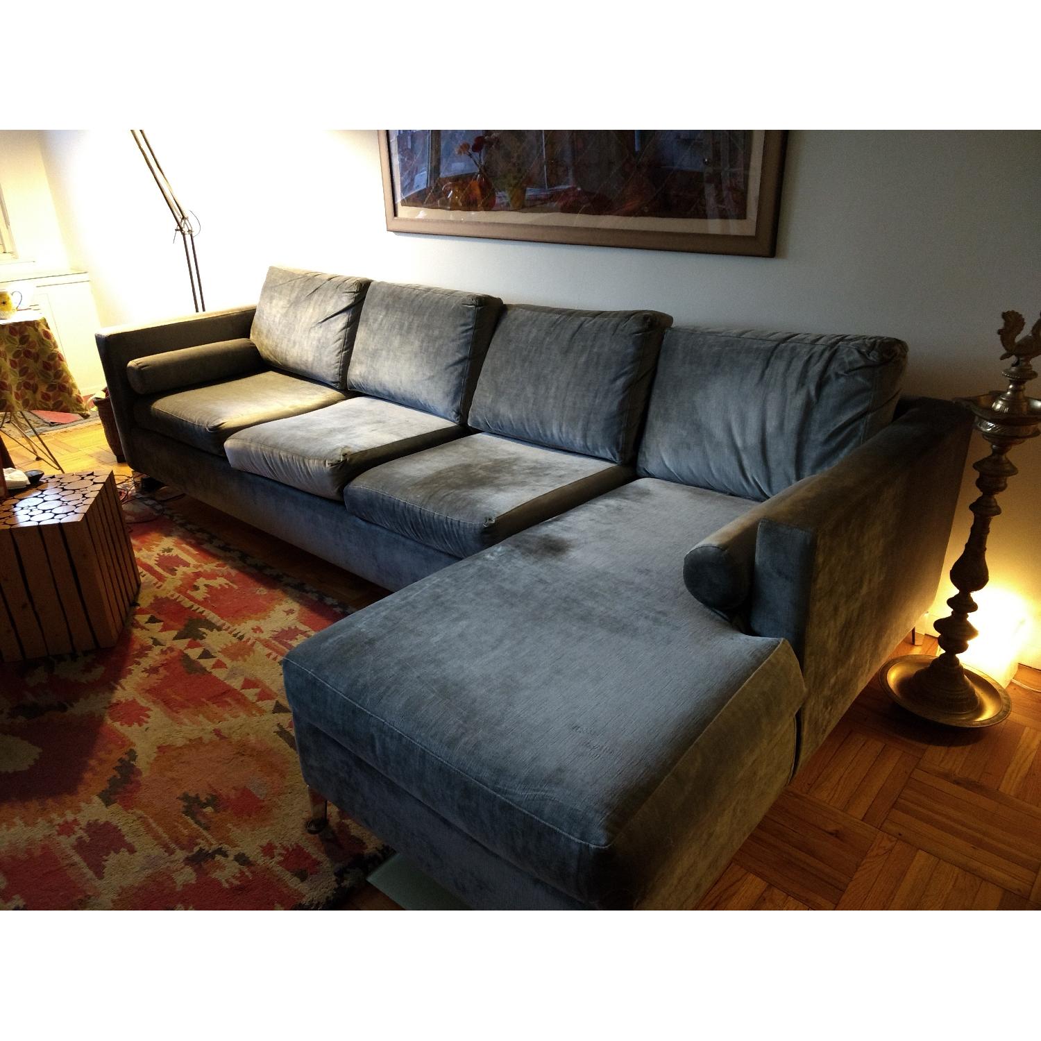 Light Grey Microsuede Custom Sectional Sofa - image-1
