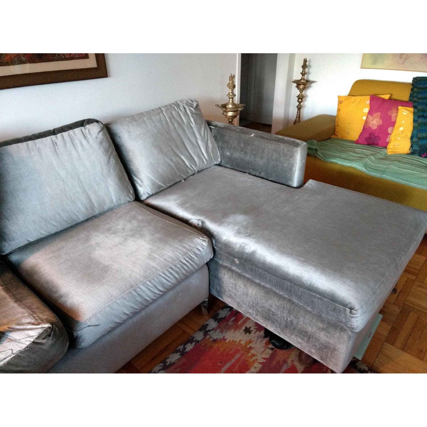 Light Grey Microsuede Custom Sectional Sofa - image-2