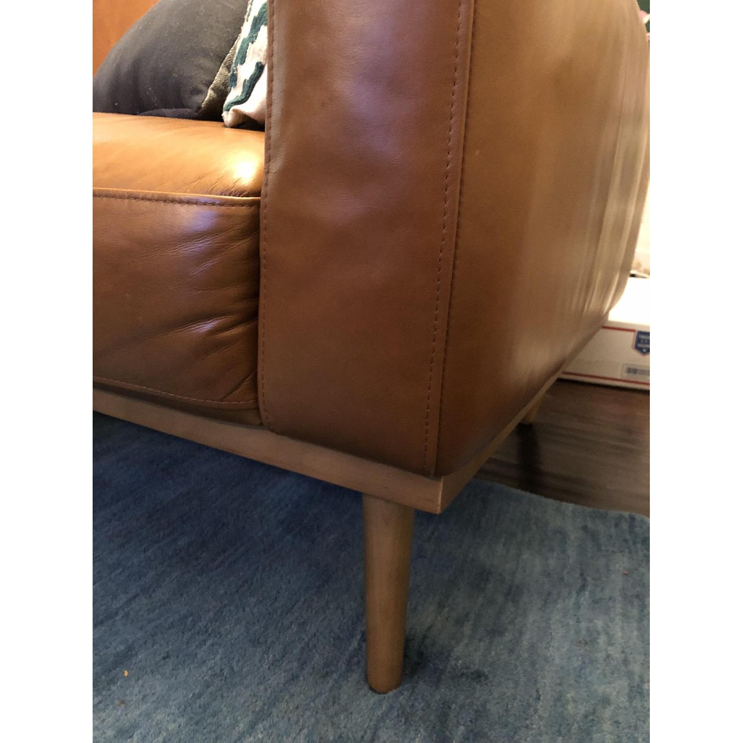 Macy's Mid-Century Cognac Leather Sofa - image-3