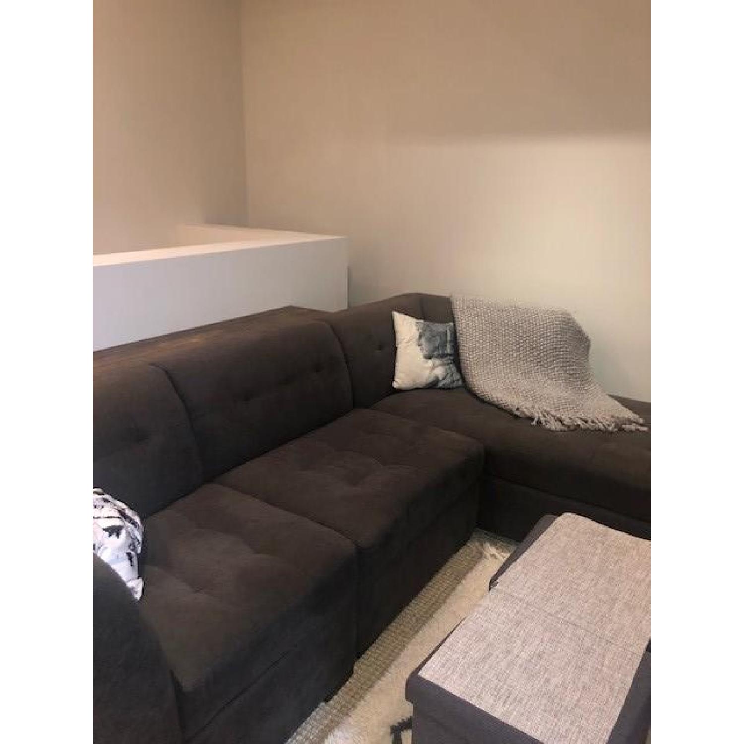 Macy's Roxanne Gray Sectional Sofa - image-3