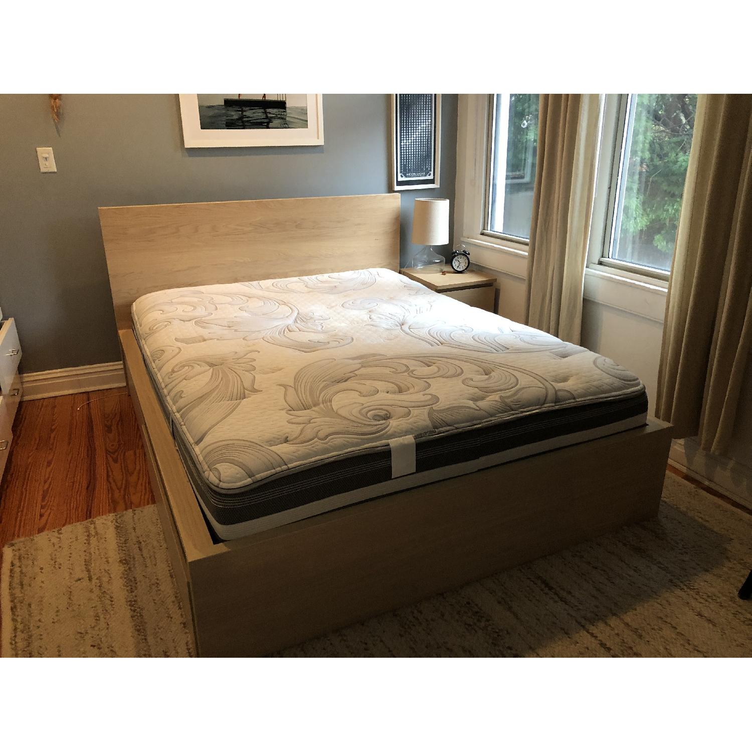 Ikea Queen Size Malm High Bed Frame w/ 2 Storage Drawers - image-1